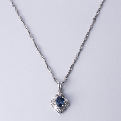 14k White Gold Sapphire Necklace | 0.66 ct, 0.10 ctw | 16