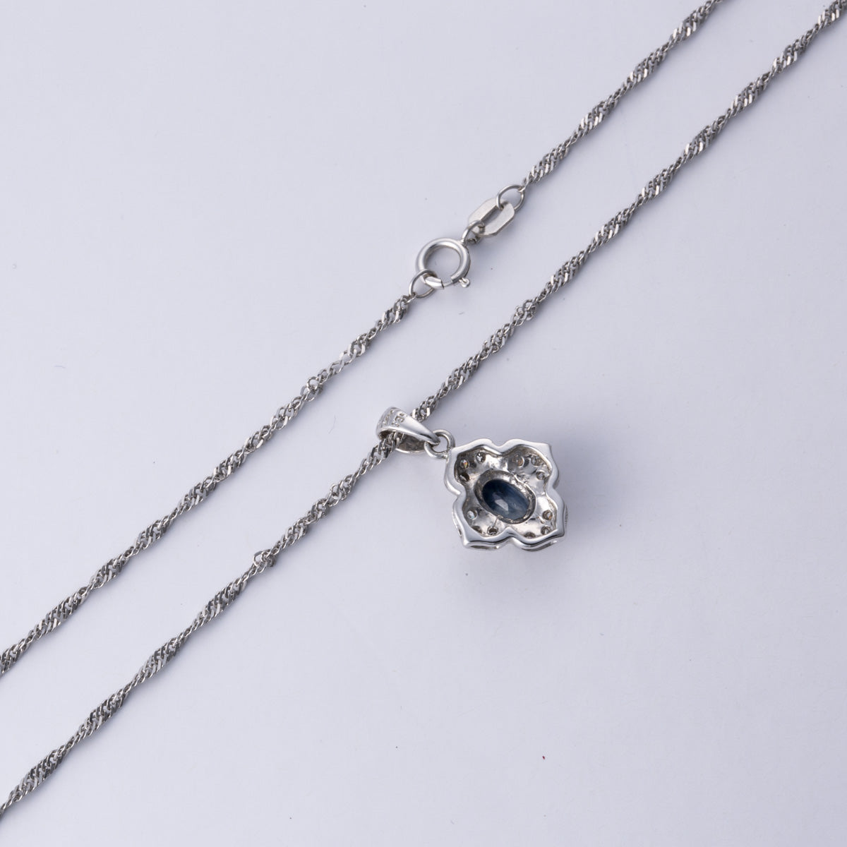 14k White Gold Sapphire Necklace | 0.66 ct, 0.10 ctw | 16"
