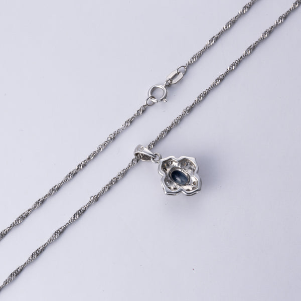 14k White Gold Sapphire Necklace | 0.66 ct, 0.10 ctw | 16