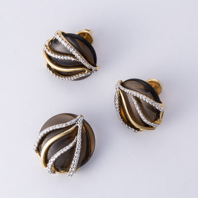 18k Smoky Quartz Pendant and Earring Set | 0.77 ctw