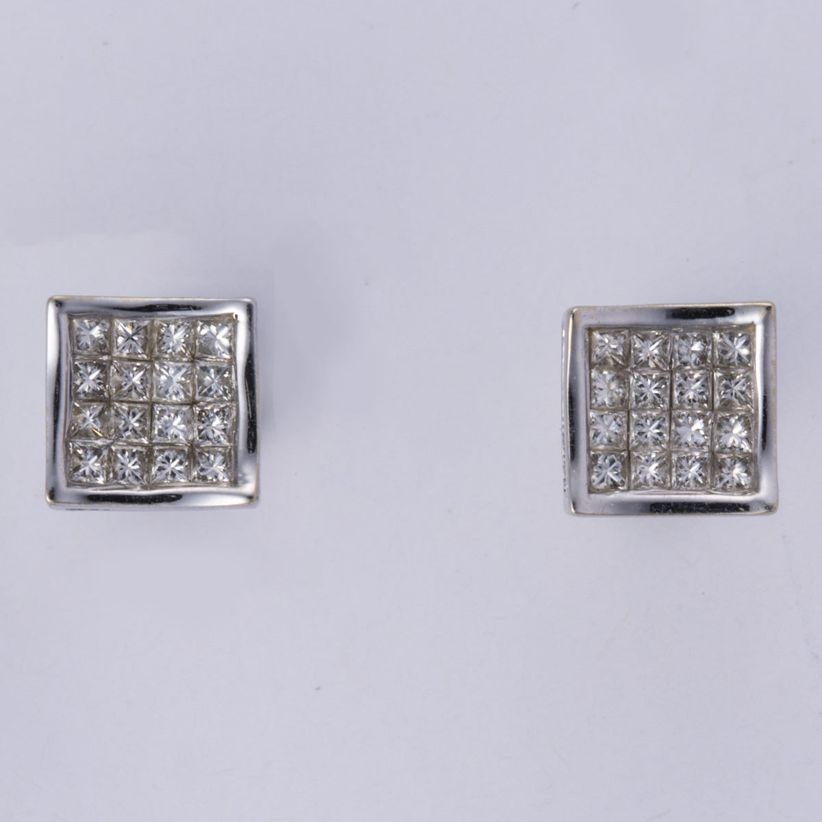 14k White Gold Grid Diamonds Earrings | 0.80 ctw