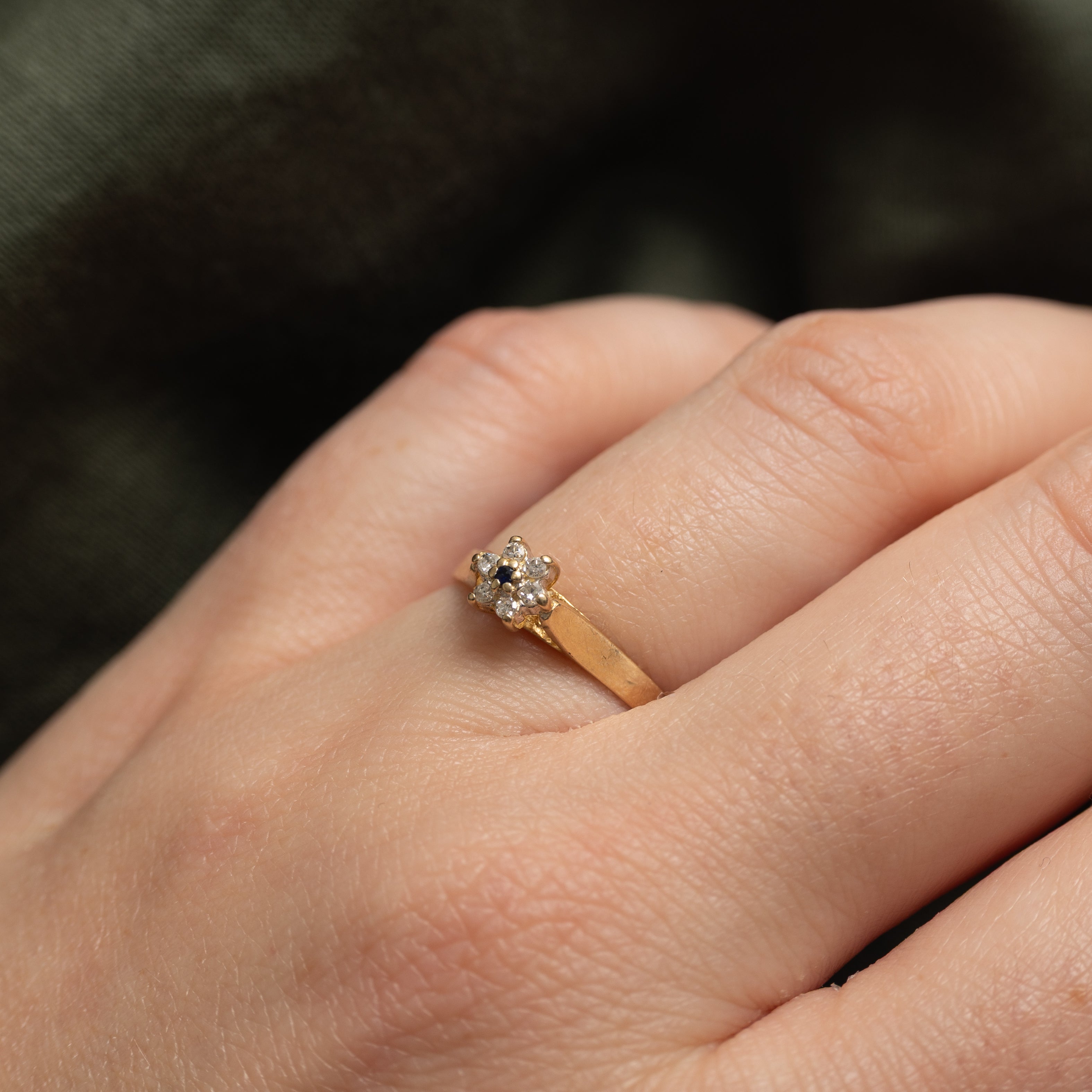 Bague pétale en saphir et diamants | Taille 6