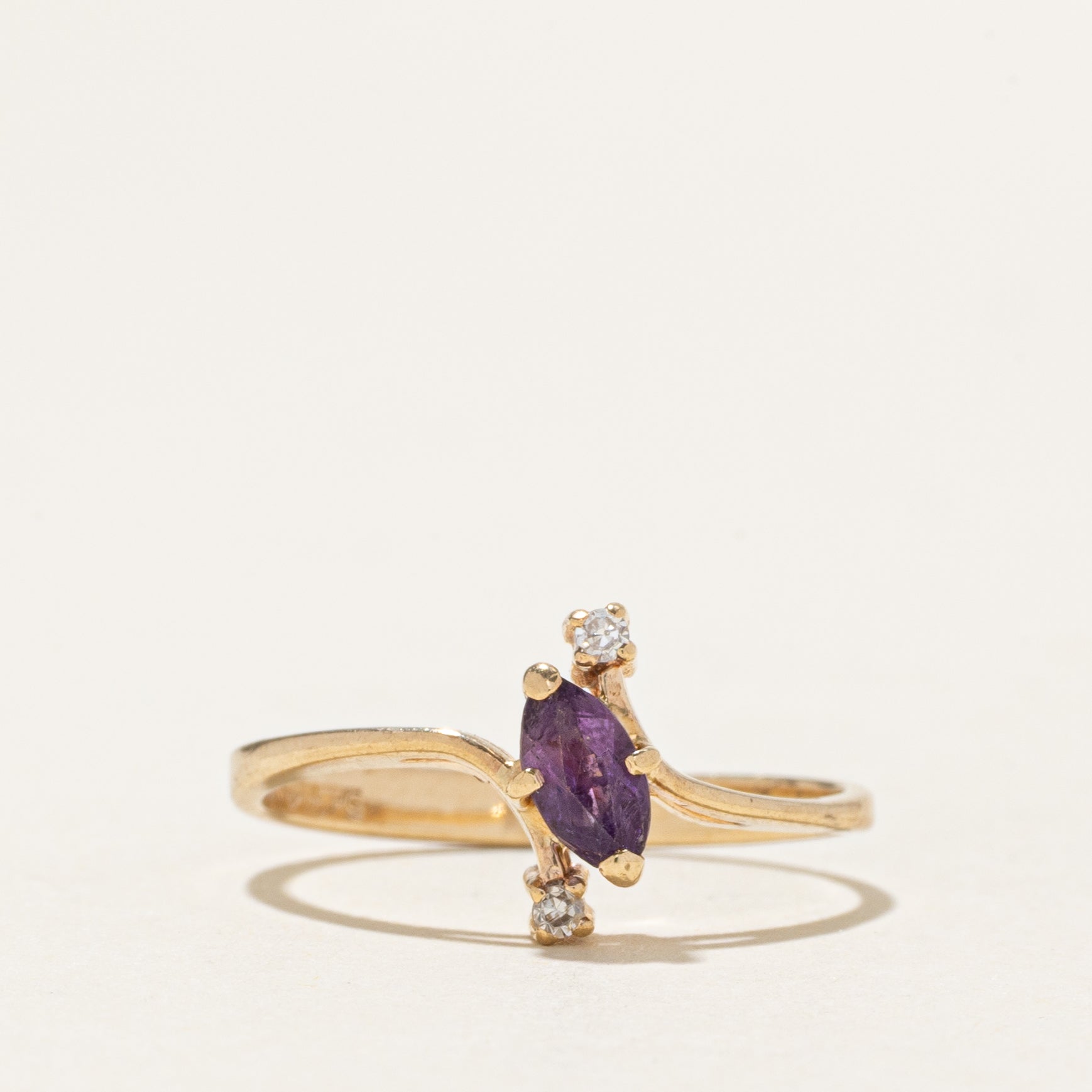 Amethyst & Diamond Bypass Ring | SZ 5