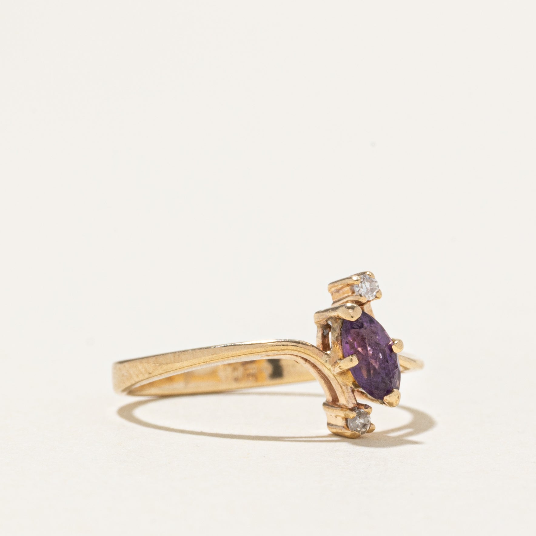Amethyst & Diamond Bypass Ring | SZ 5