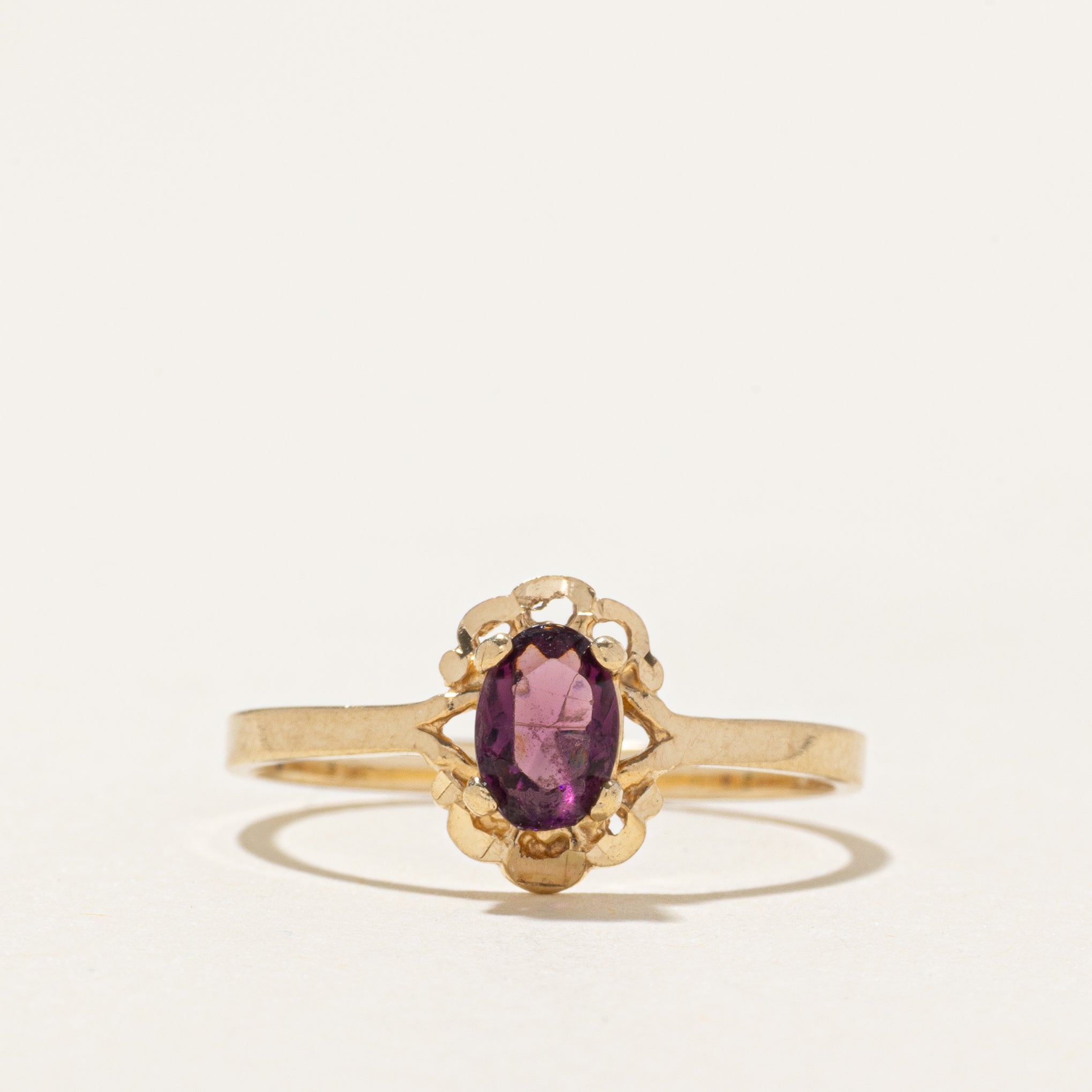 Oval Cut Amethyst Textured Ring | SZ 6.25