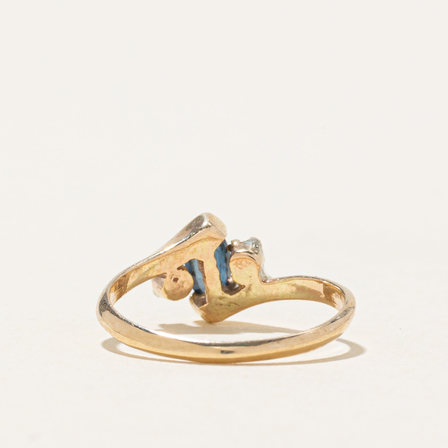 Marquise Cut Sapphire & Diamond Bypass Ring | SZ 3.5