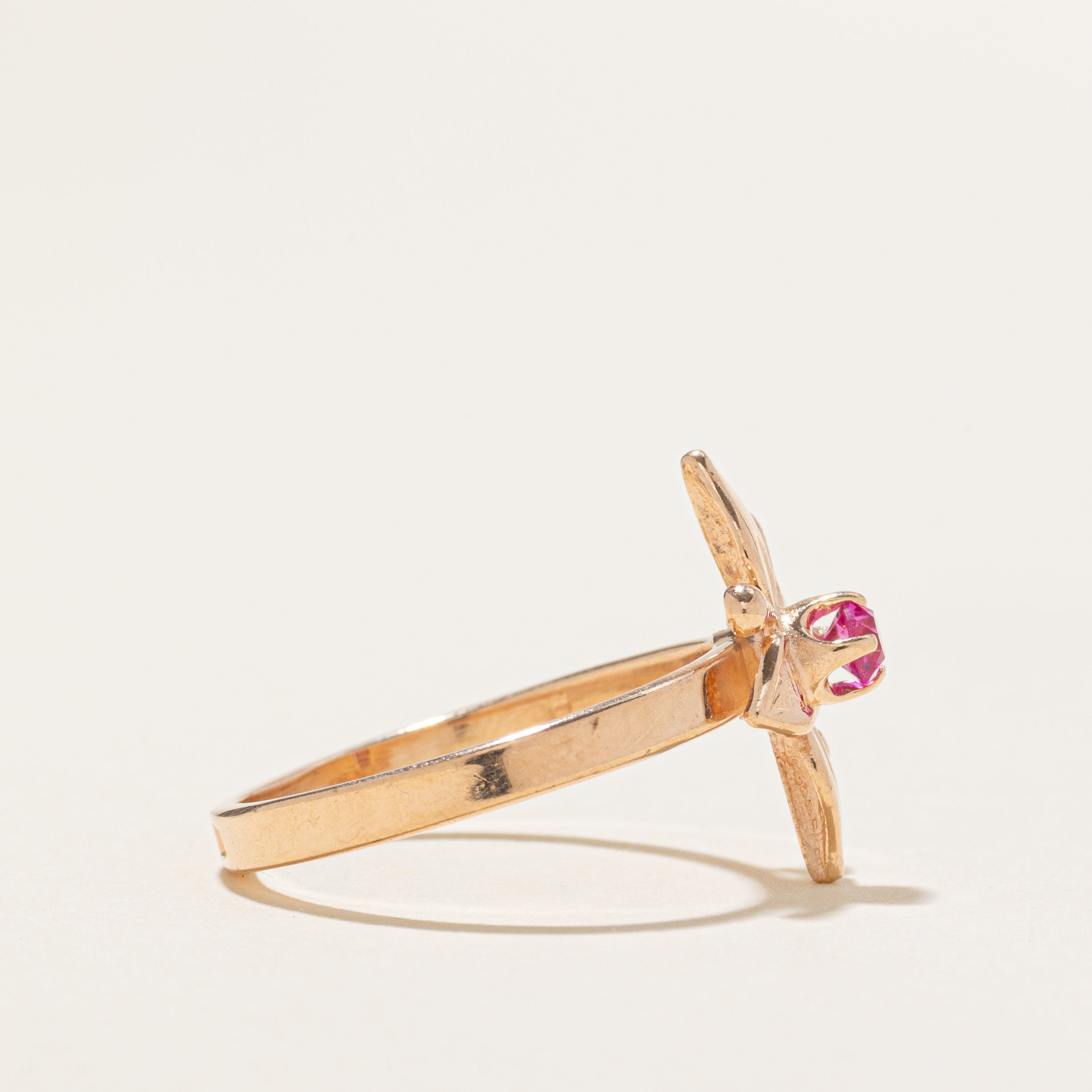 Synthetic Ruby Flower Ring | SZ 6.25