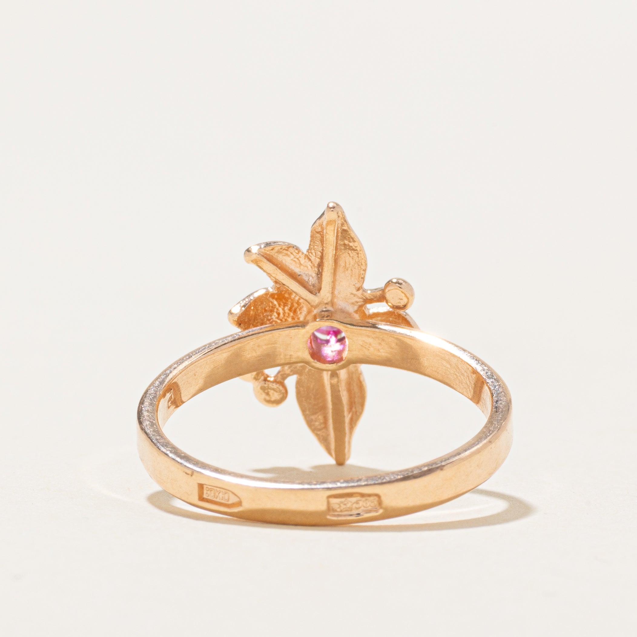 Synthetic Ruby Flower Ring | SZ 6.25