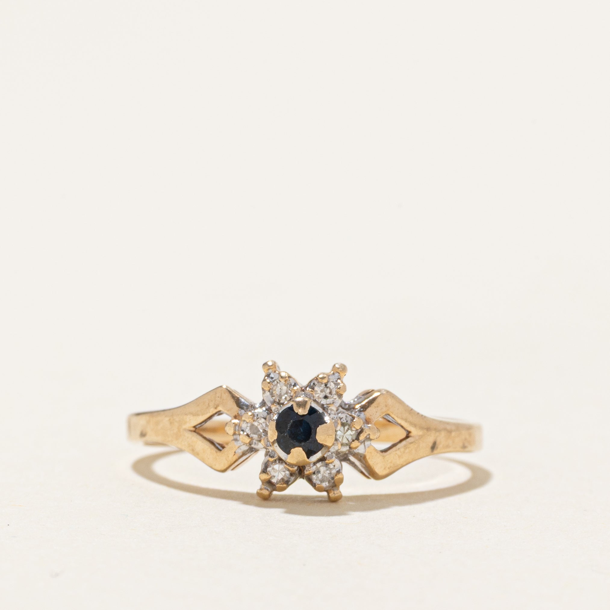 Bague pétale en saphir et diamant | Taille 5,75