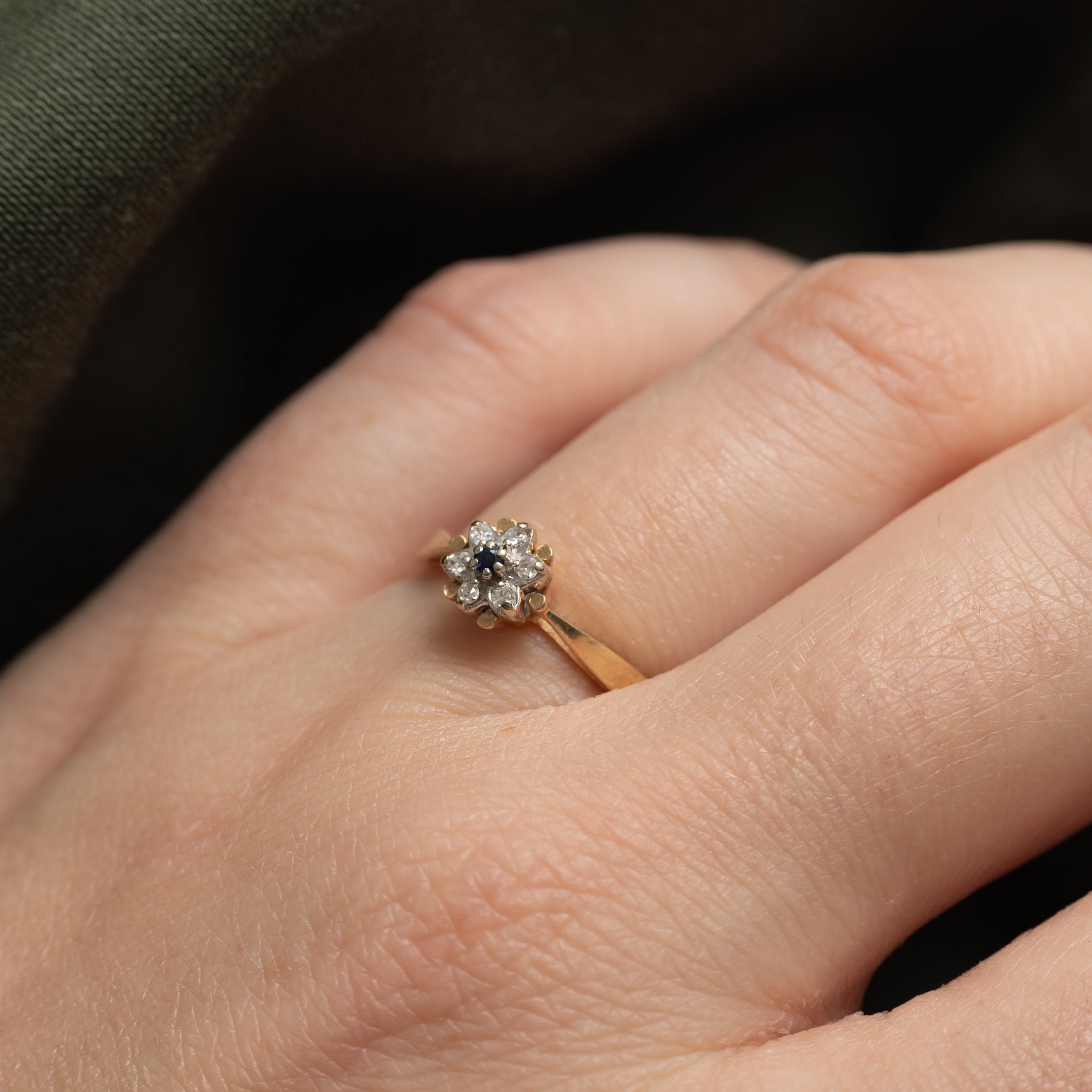 Sapphire & Diamond Petal Cluster Ring | SZ 6.25
