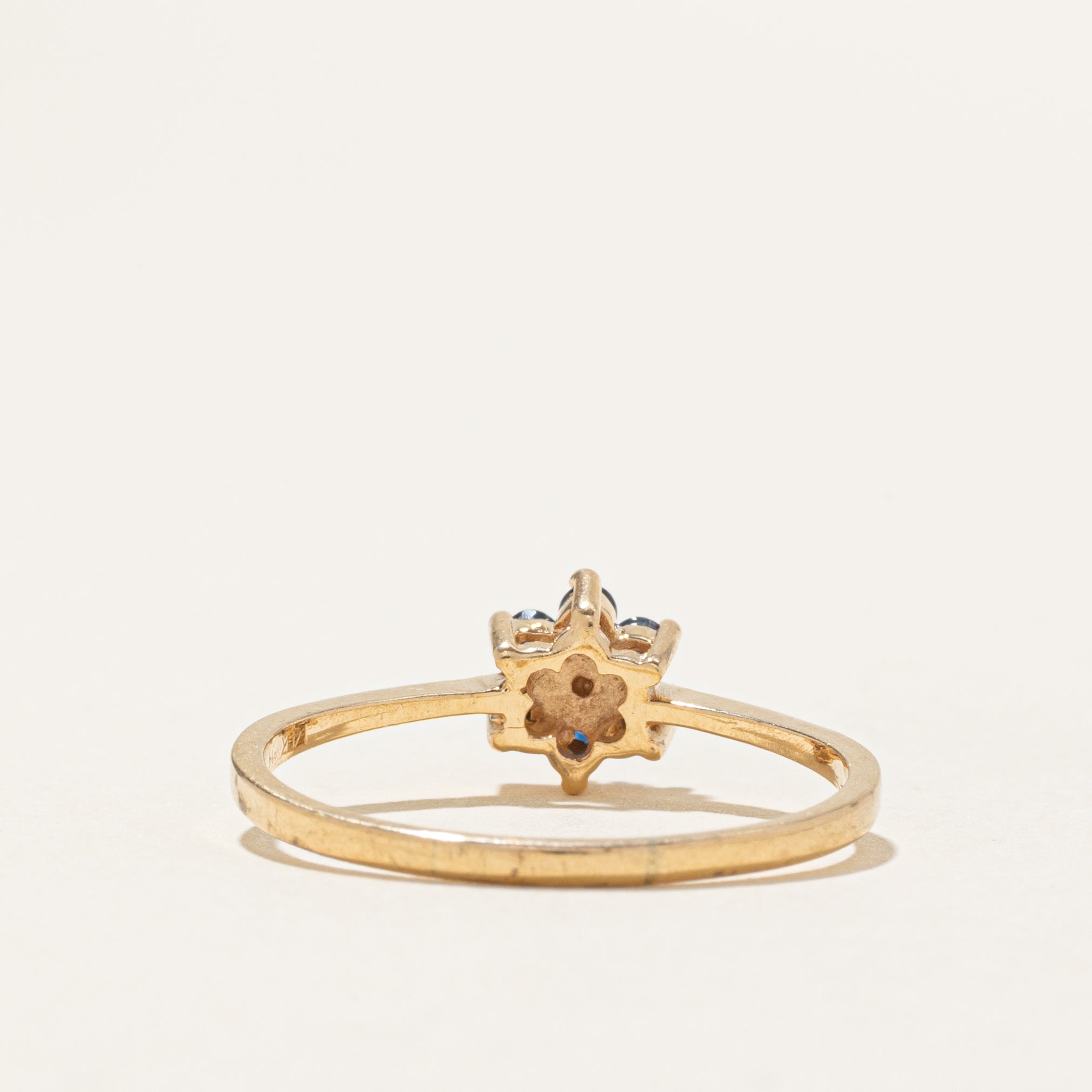 Diamond & Sapphire Petal Floral Ring | SZ 8.75