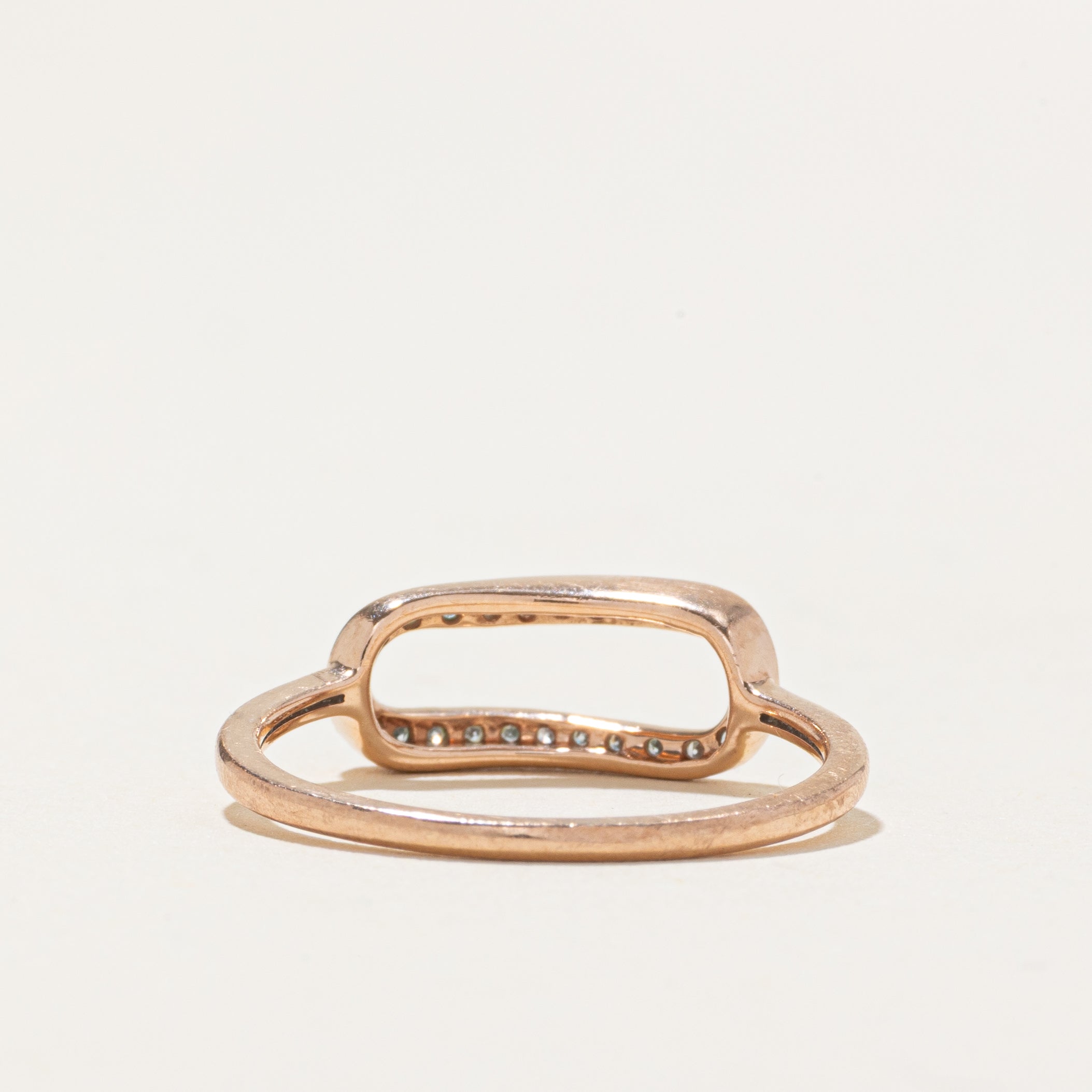 Rose Gold Pave Set Diamond Open Oval Ring | SZ 6.75
