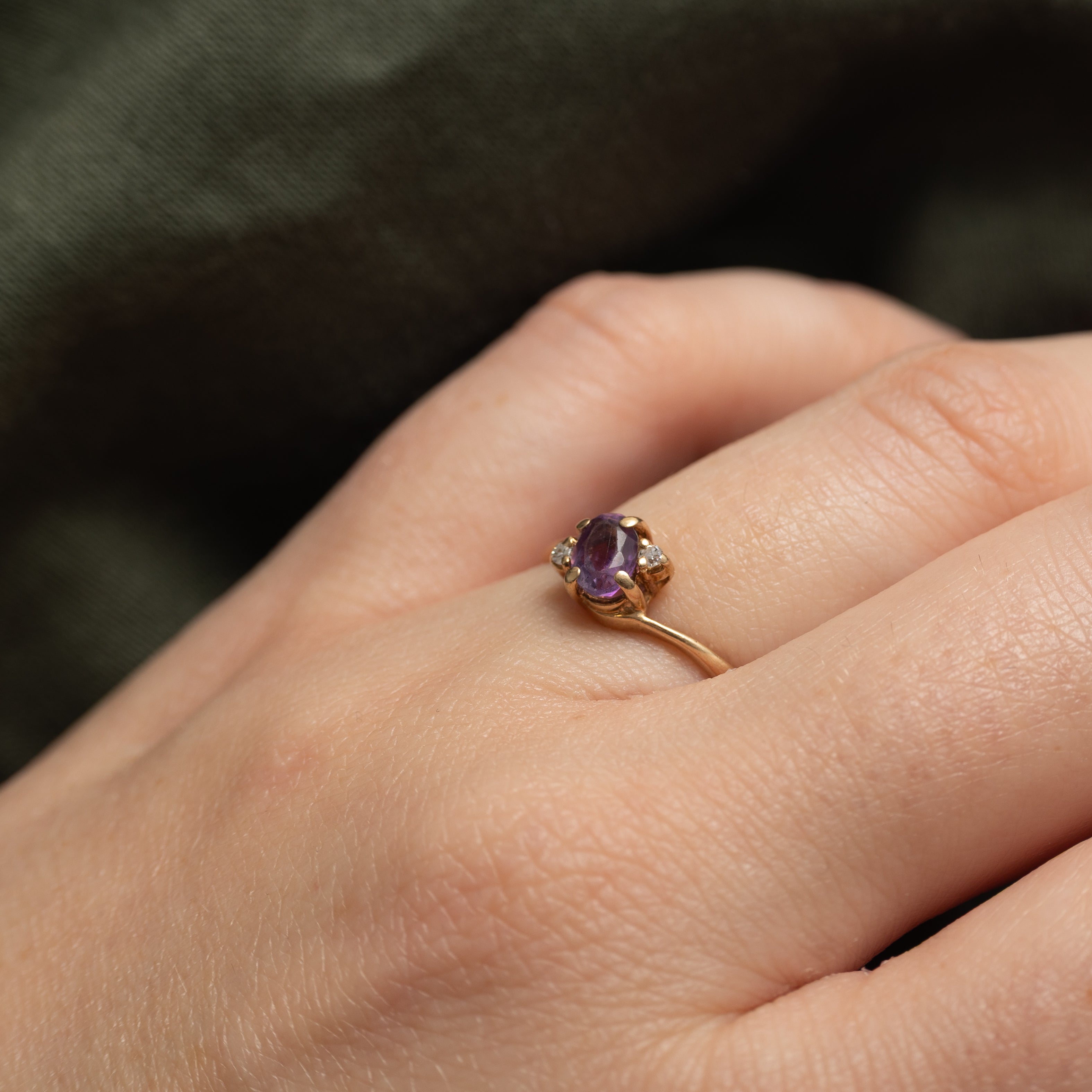 Oval Cut Amethyst & Diamond Bypass Ring | SZ 5.5
