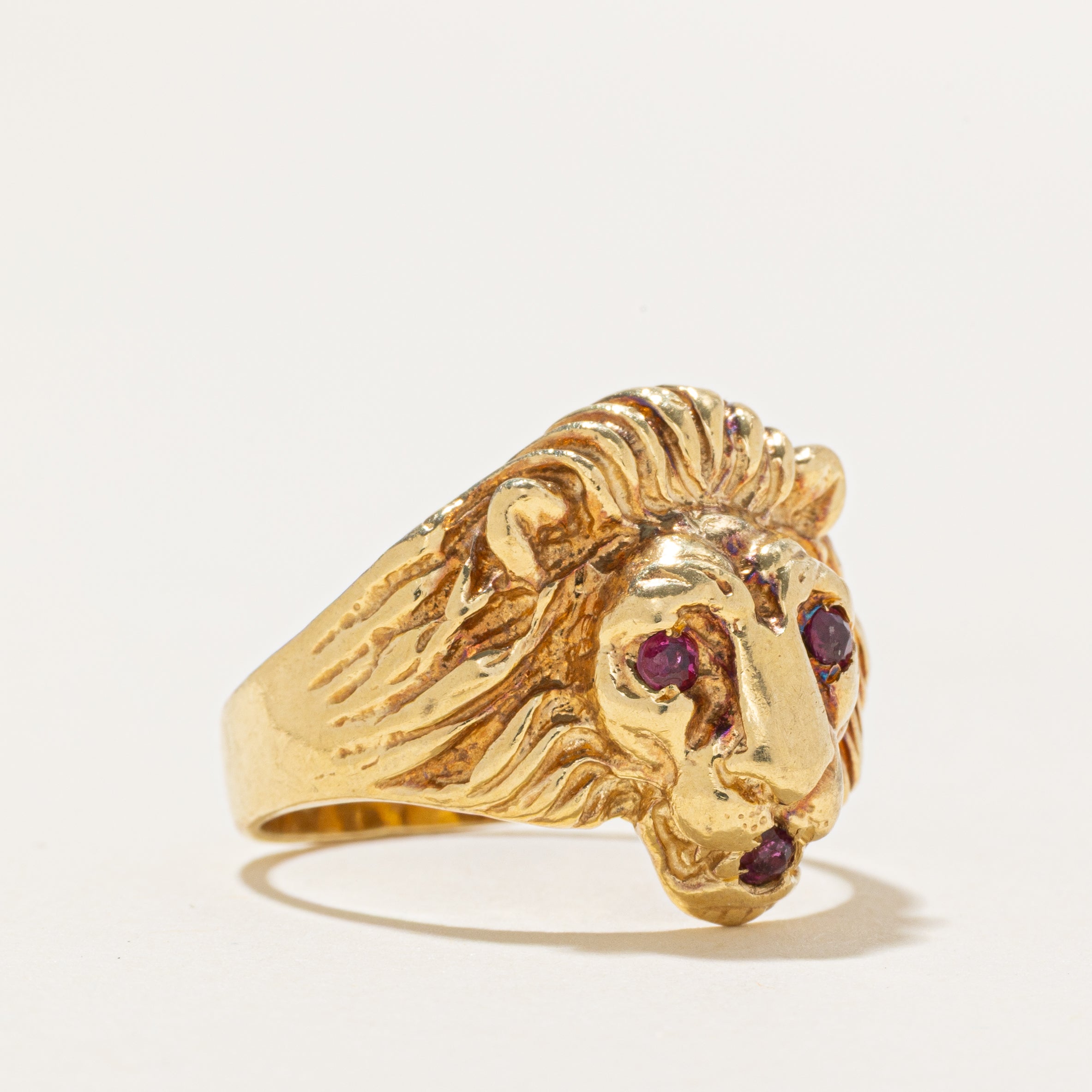 Italian 18k Ruby Lion Ring | SZ 8.25