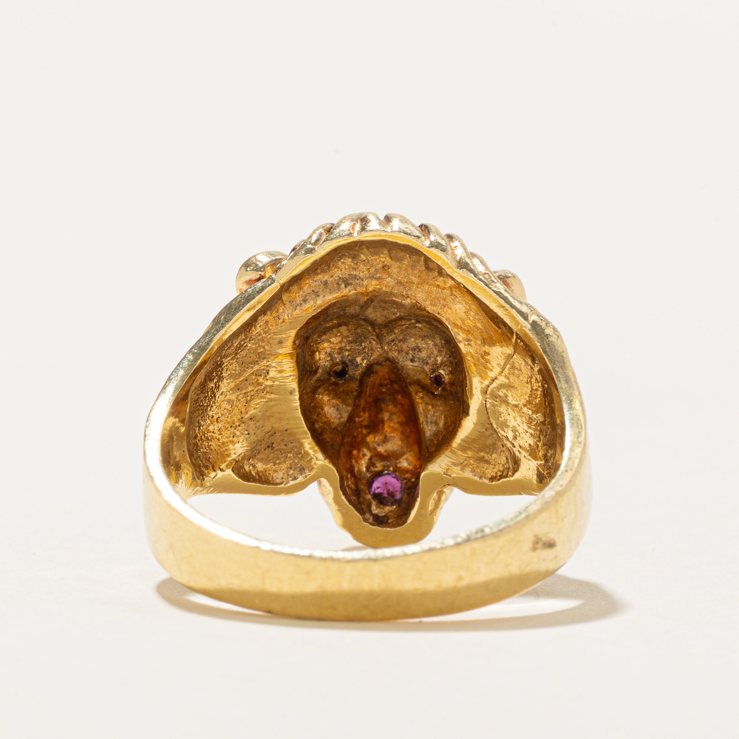 Italian 18k Ruby Lion Ring | SZ 8.25