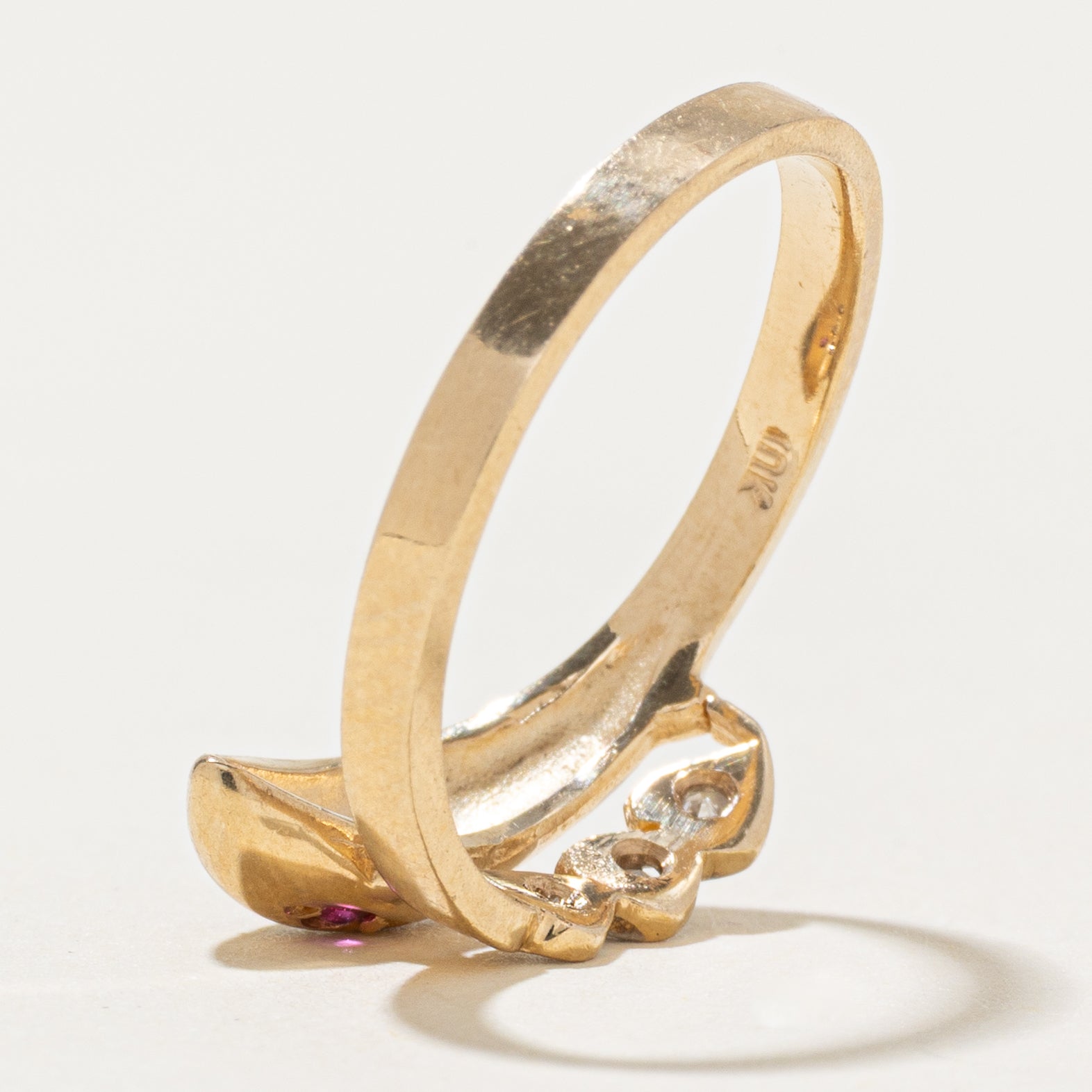 Ruby & Diamond Snake Bypass Ring | SZ 6.5