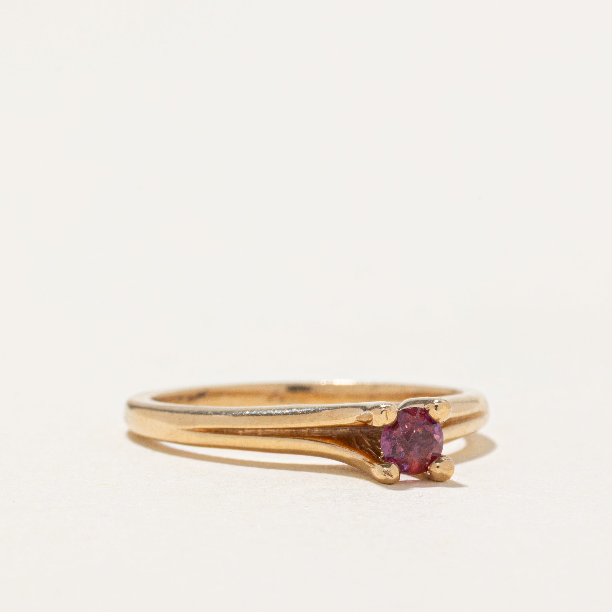 Solitaire Ruby Open Shank Ring | SZ 6