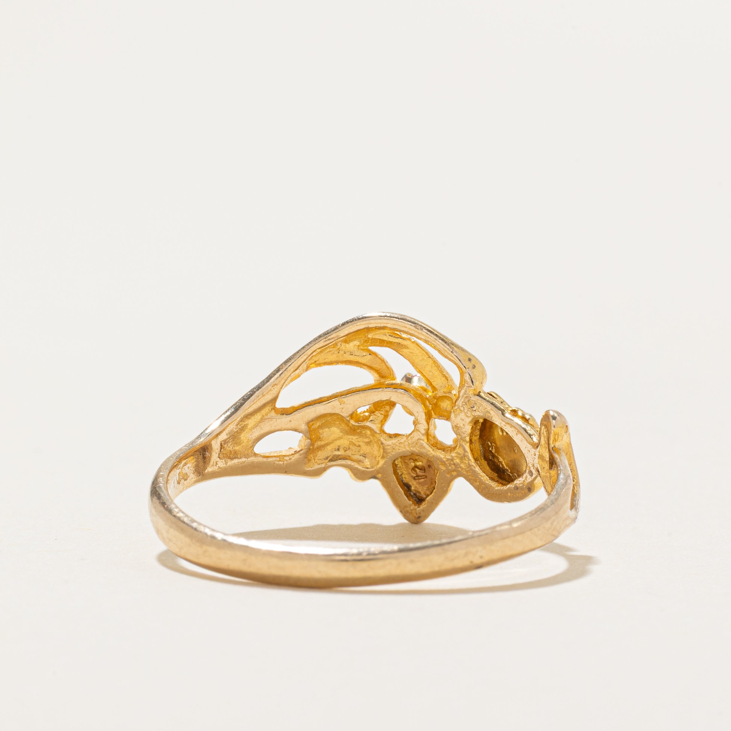 Tri Tone Ruby Leaf Ring | SZ 8.75