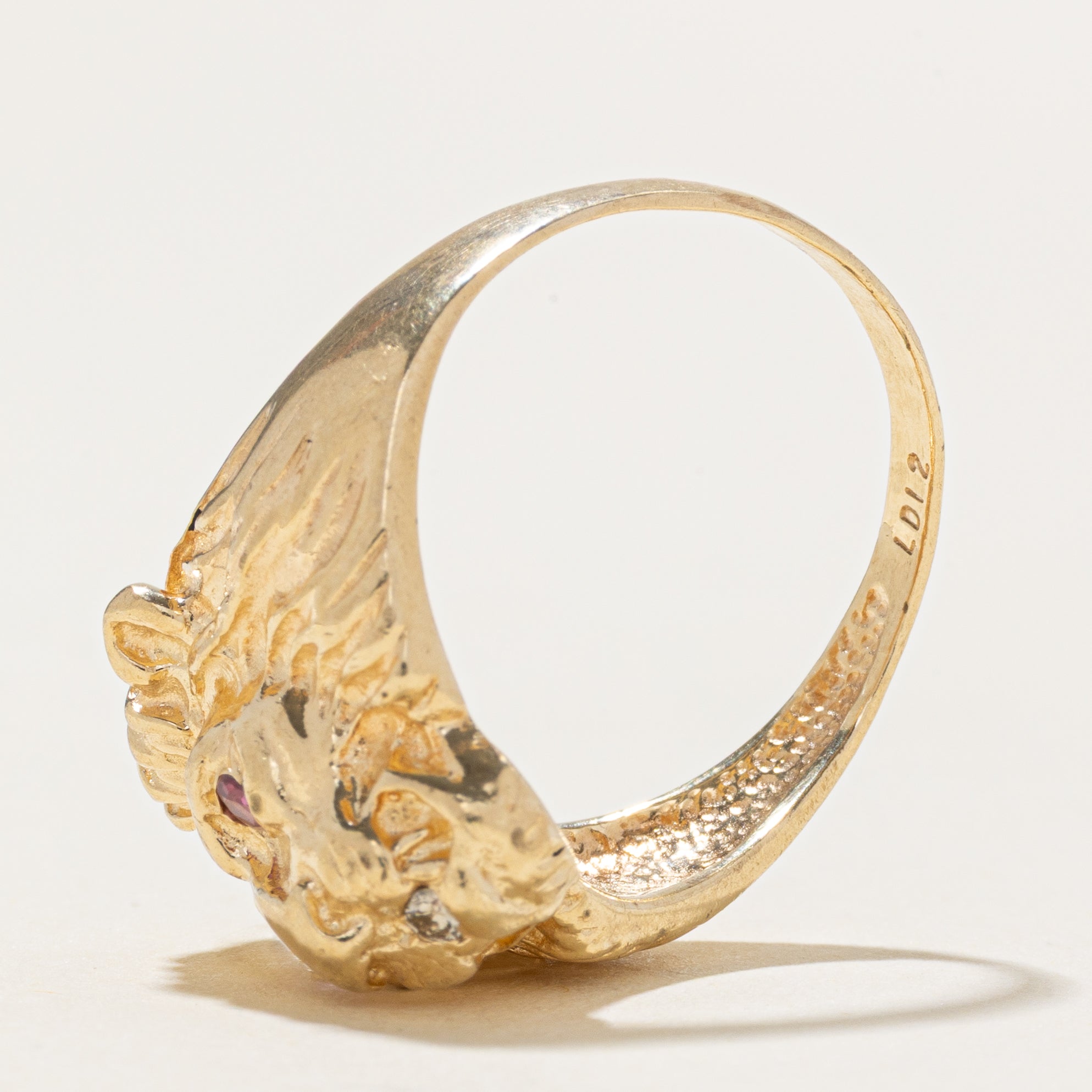 Ruby & Diamond Lion Head Ring | SZ 9.25
