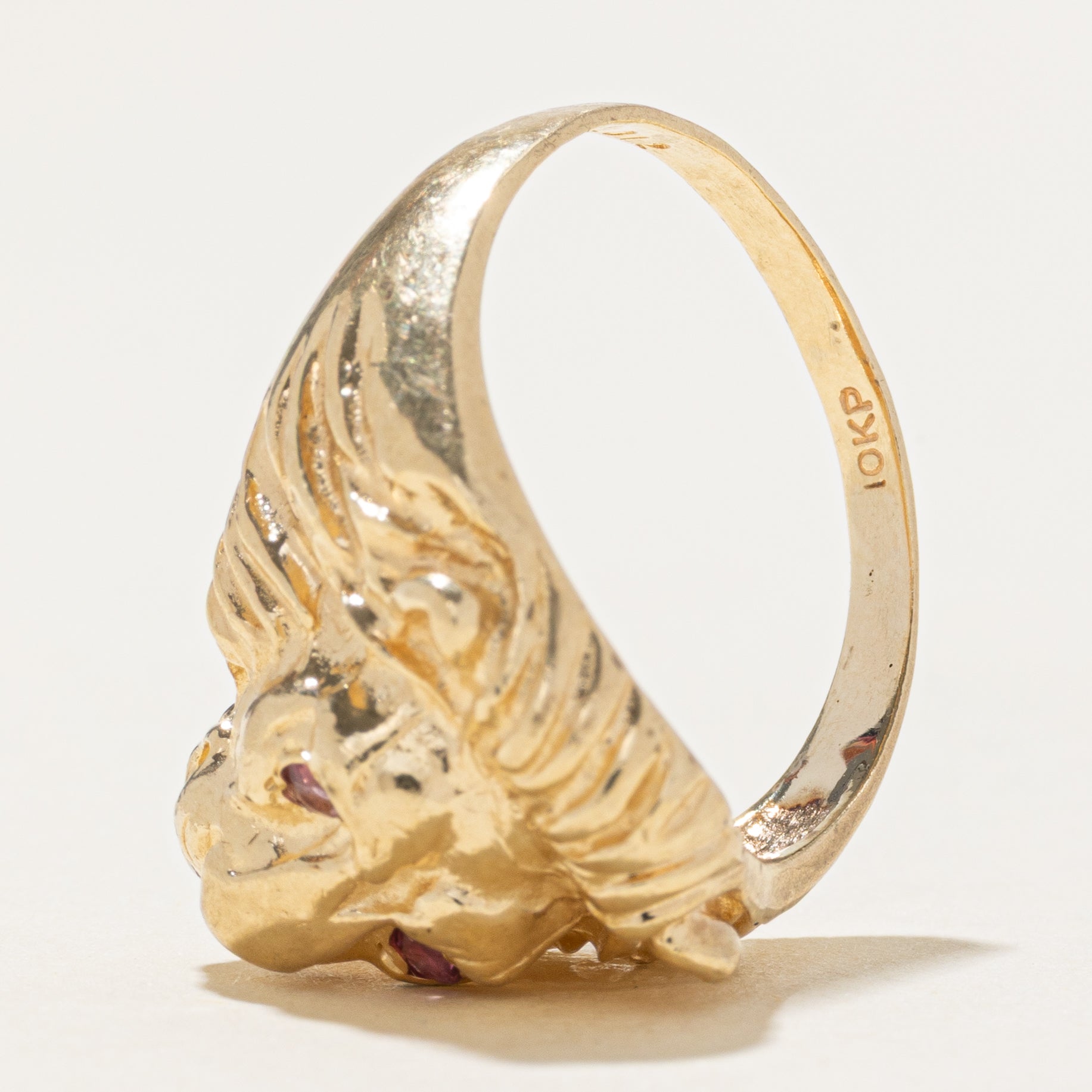 Ruby & Diamond Lion Head Ring | SZ 9.25