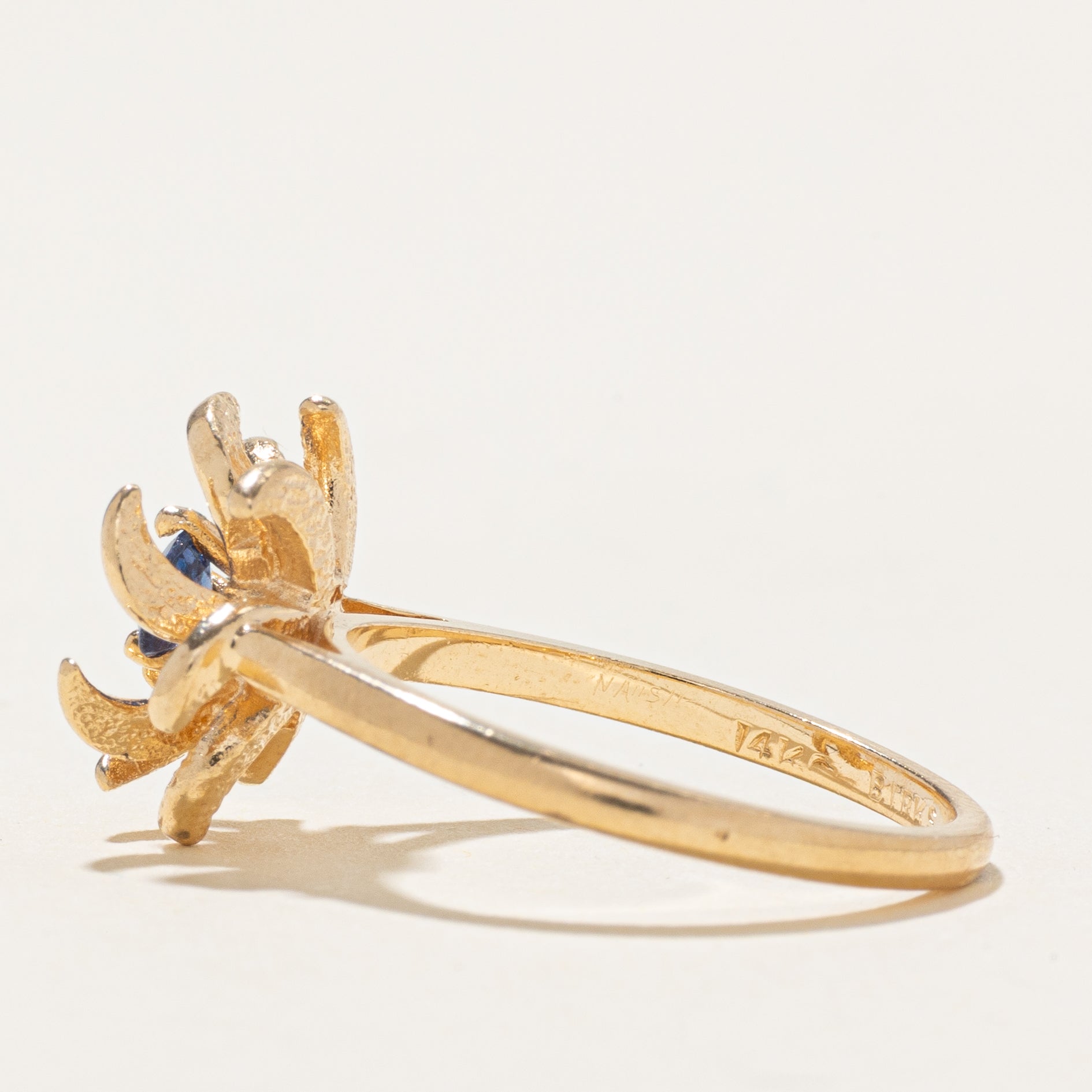 'Birks' Sapphire Flower Ring | SZ 6