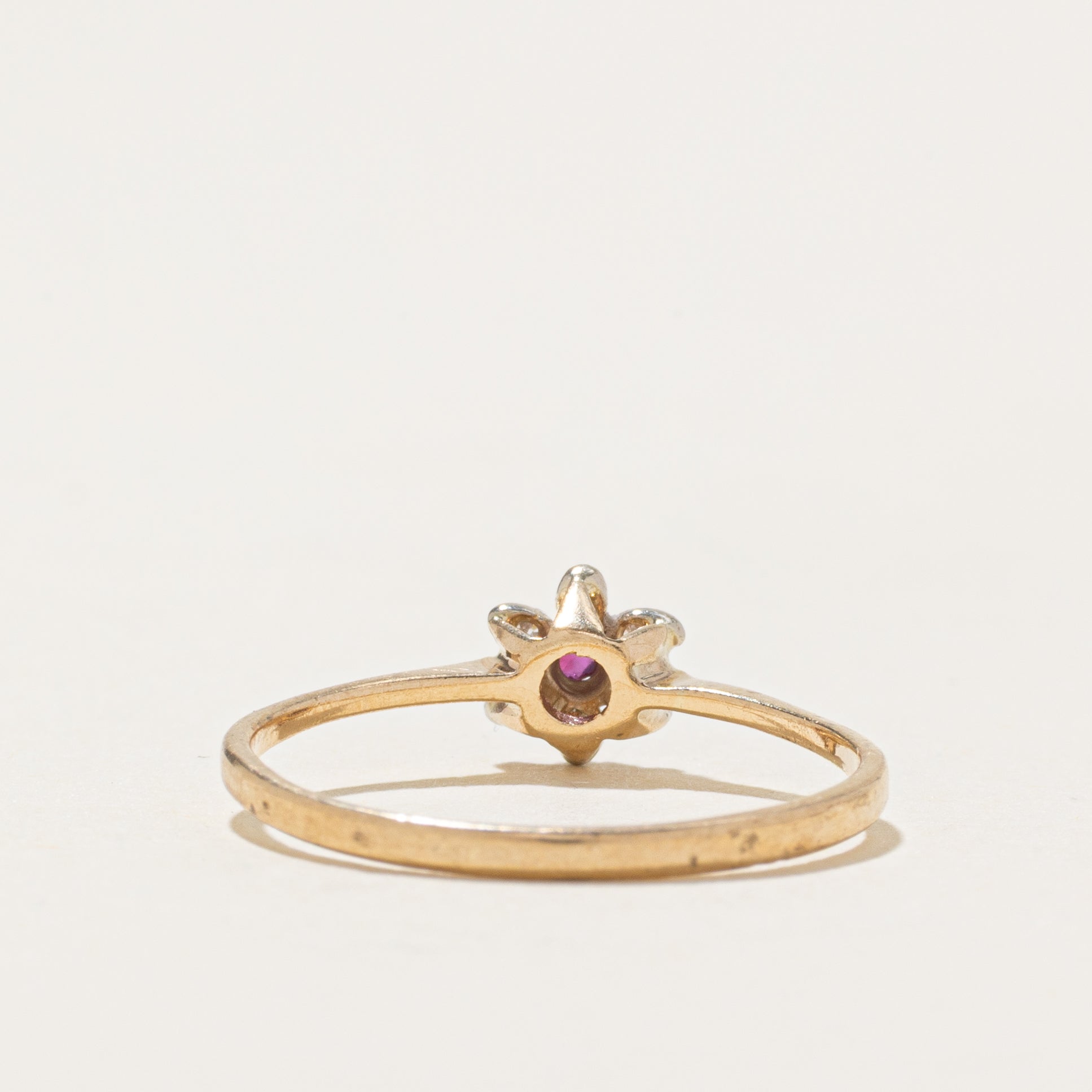 Ruby & Diamond Petal Petite Ring | SZ 6.5