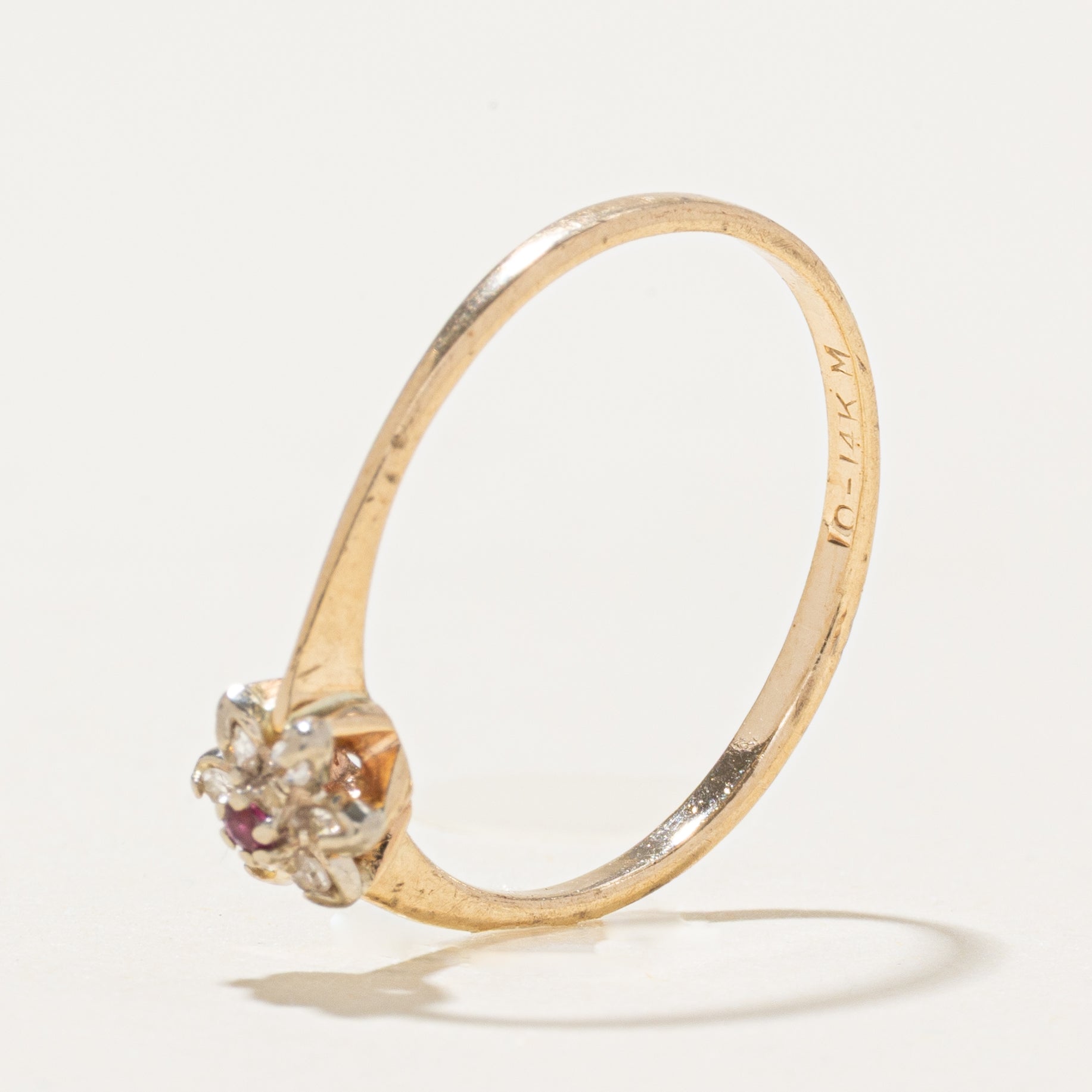 Ruby & Diamond Petal Petite Ring | SZ 6.5