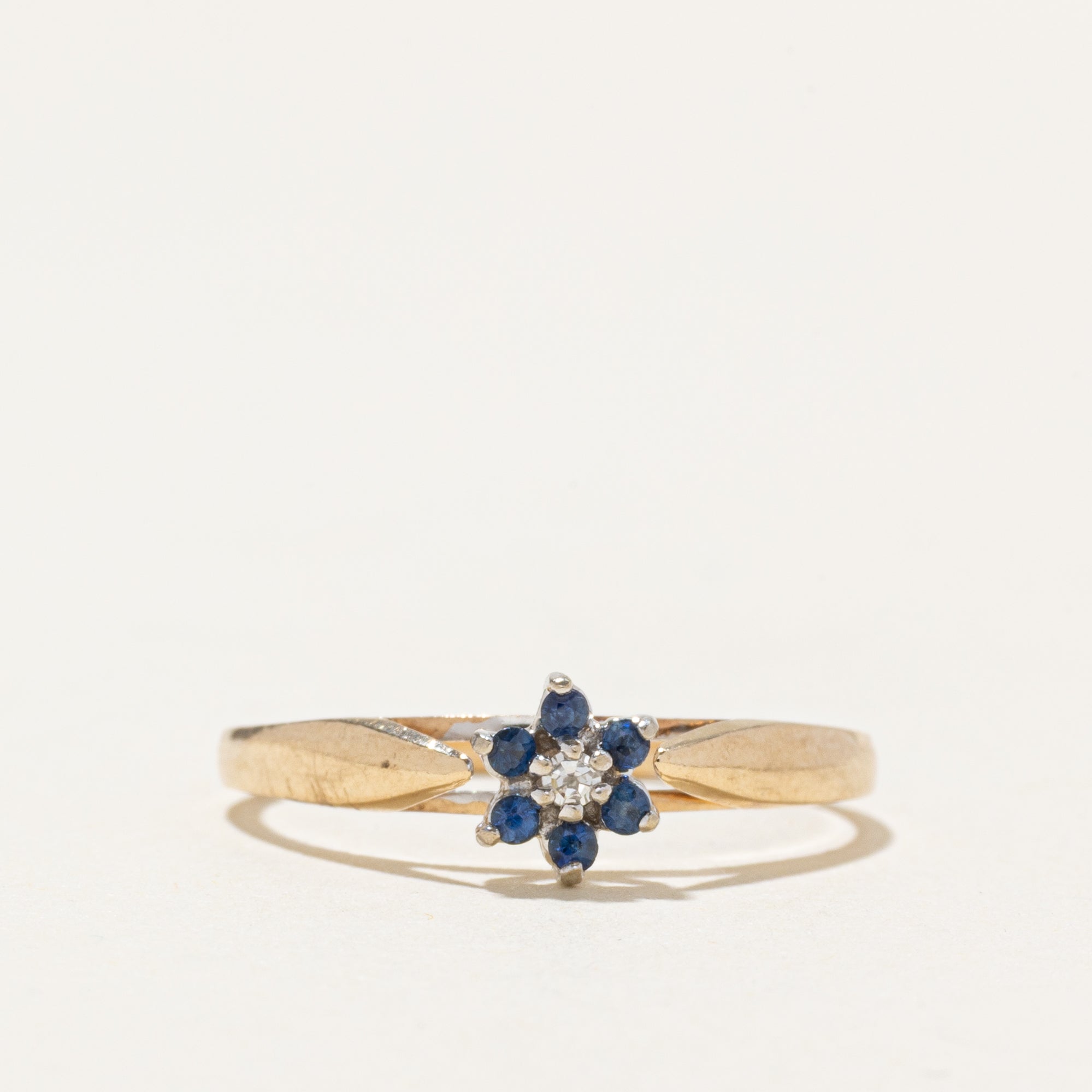 Sapphire & Diamond Petal Ring | SZ 7.5