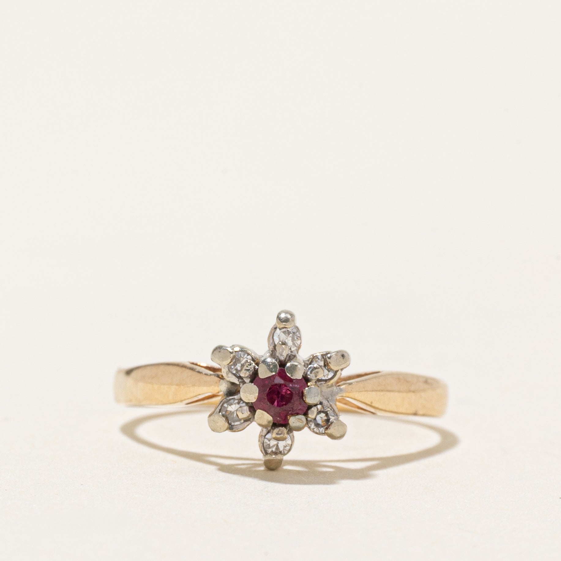 Ruby & Diamond Petal Ring | SZ 5