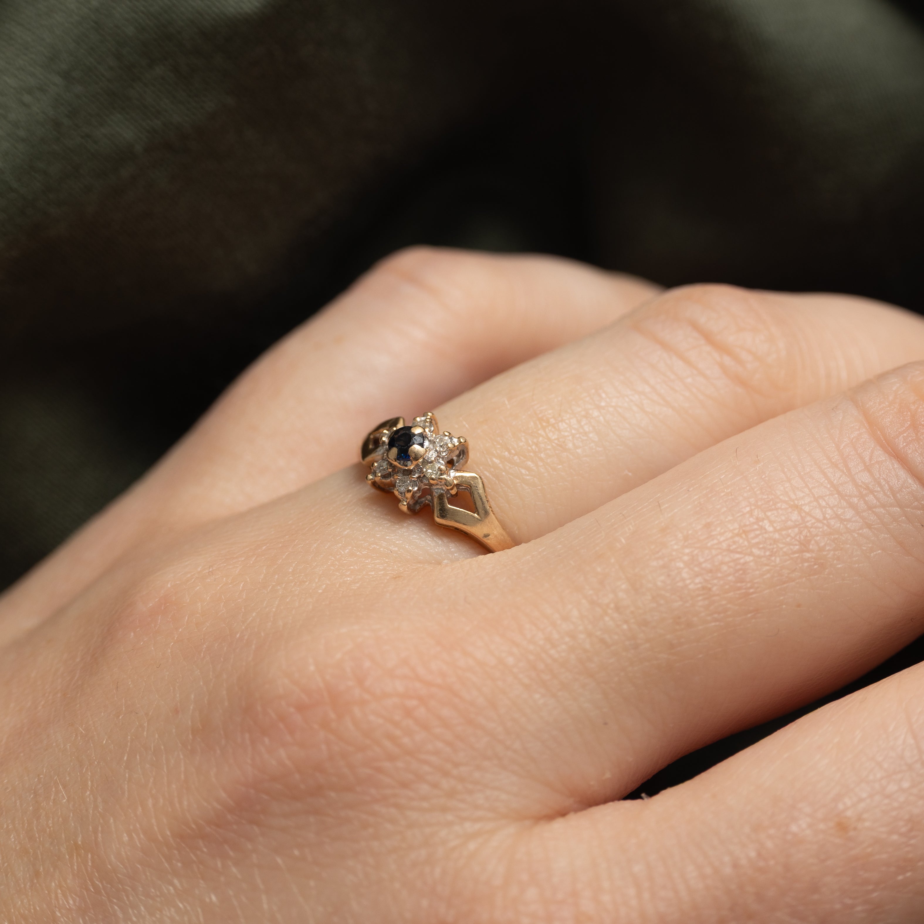 Bague pétale en saphir et diamant | Taille 5,75