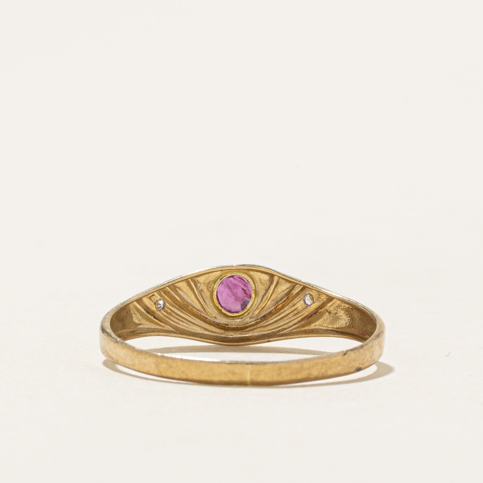 Ruby & Diamond Grooved Band | SZ 6.5