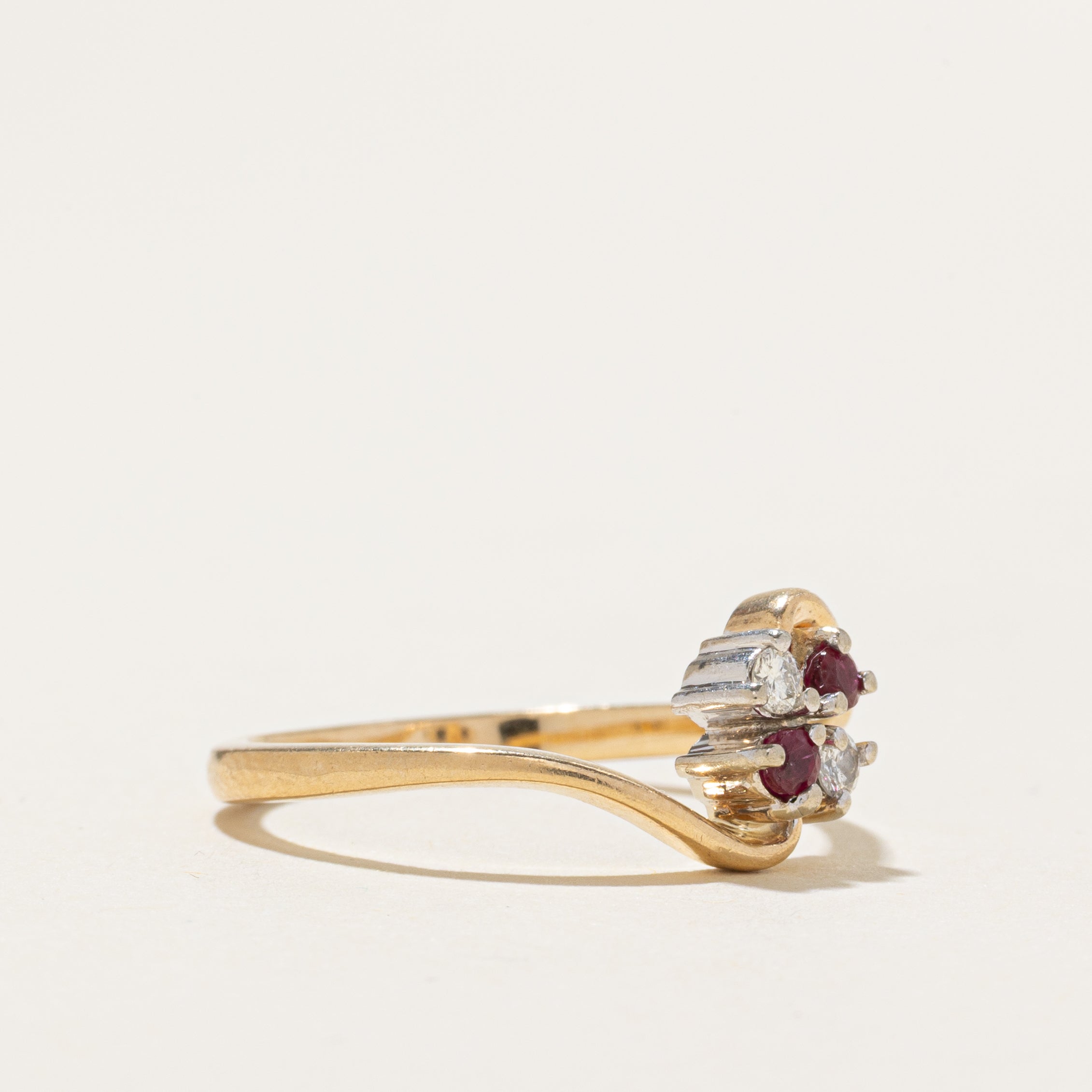 Ruby & Diamond Cluster Bypass Ring | SZ 8