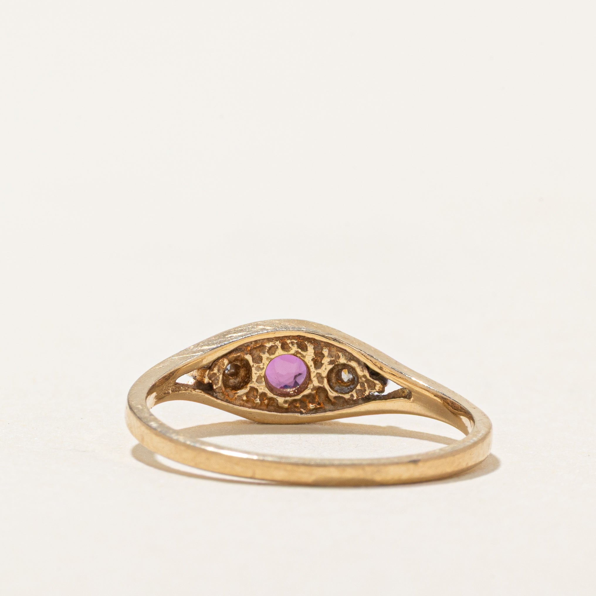 Ruby & Diamond Cluster Tapered Ring | SZ 5.25