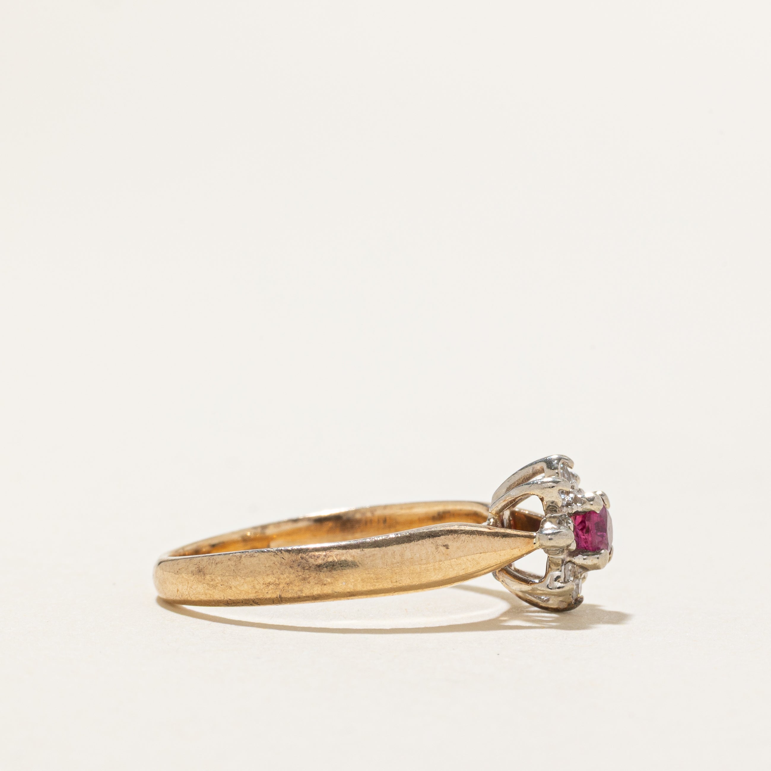 Diamond & Ruby Petal Ring | SZ 6.75