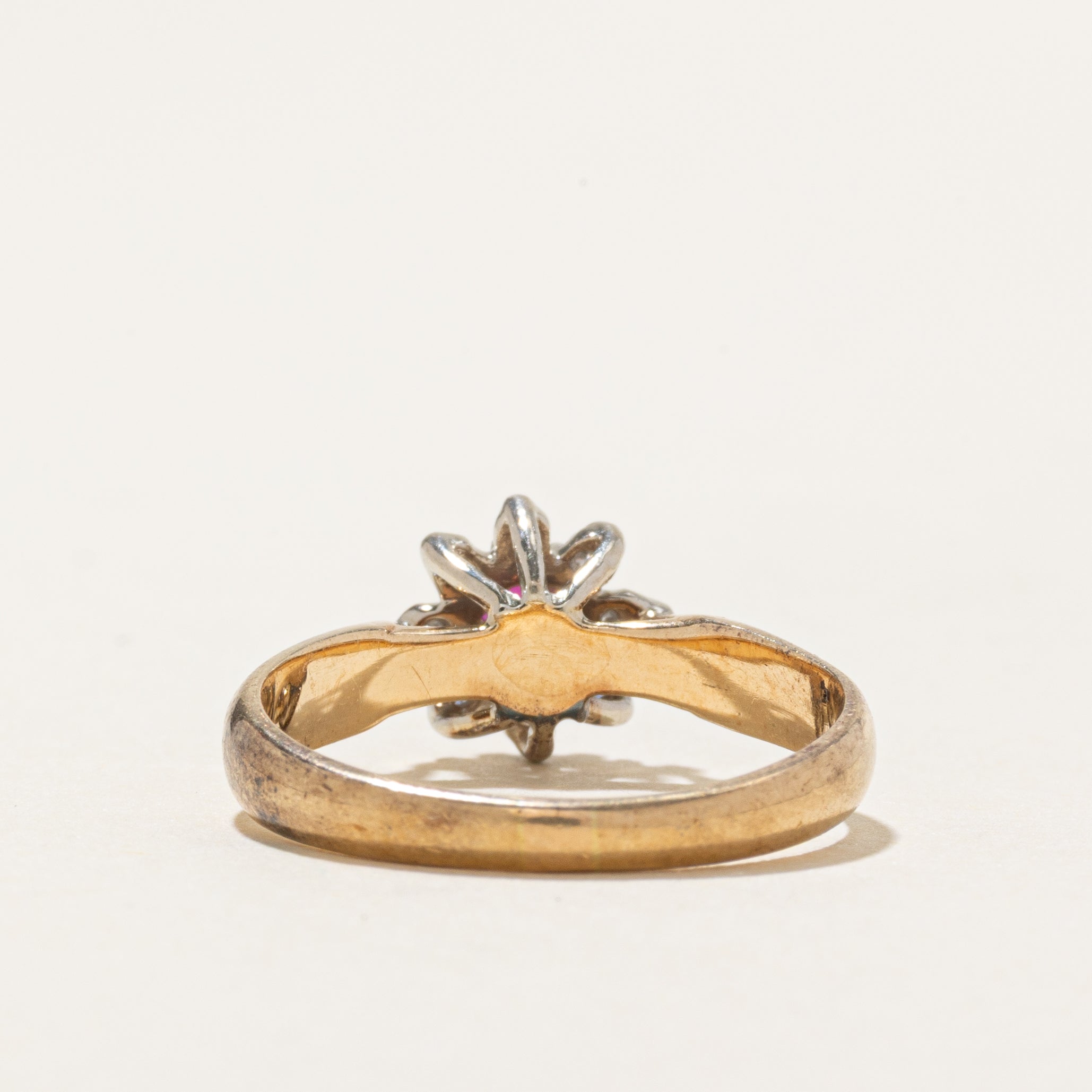Diamond & Ruby Petal Ring | SZ 6.75