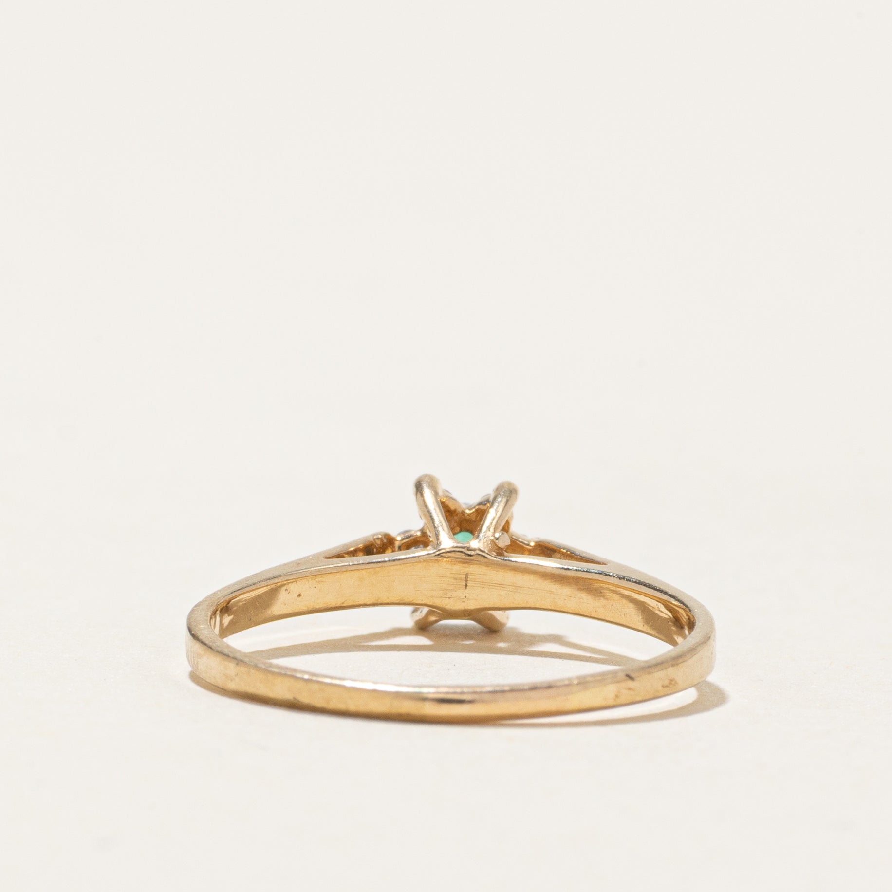 Emerald & Diamond Petal Ring | SZ 5