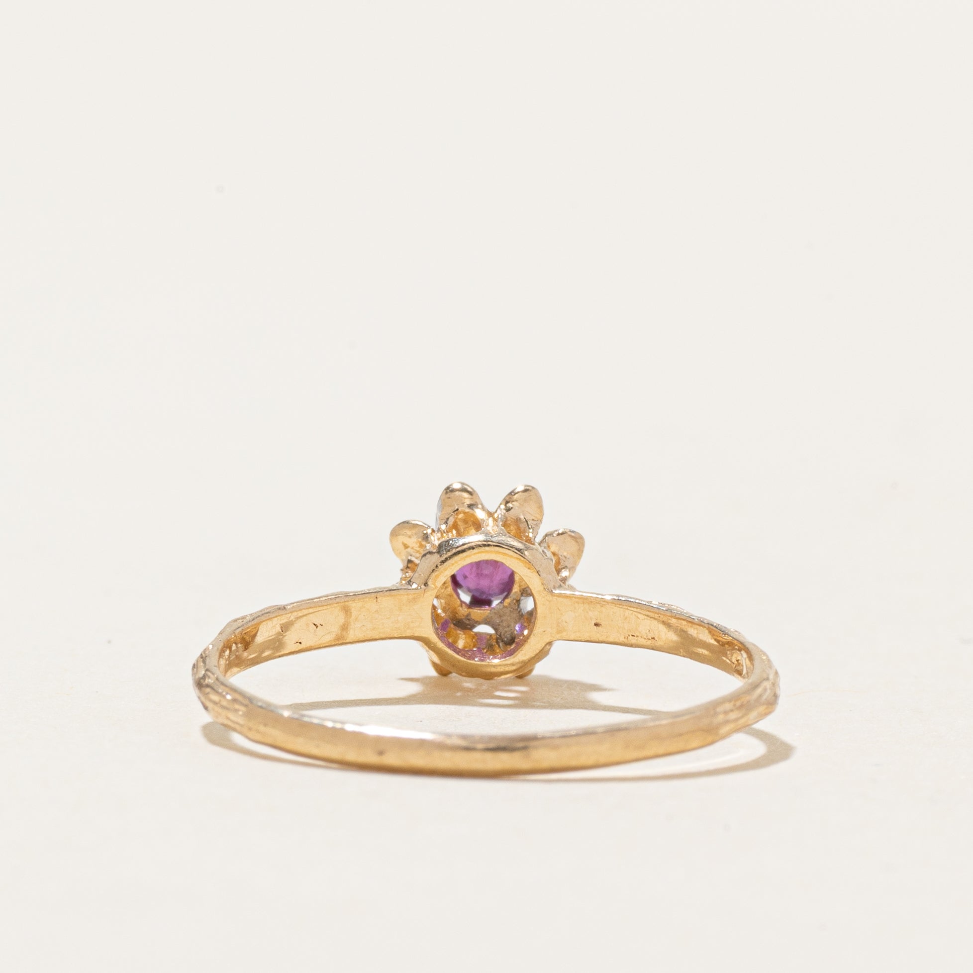 Ruby Textured Flower Ring | SZ 7