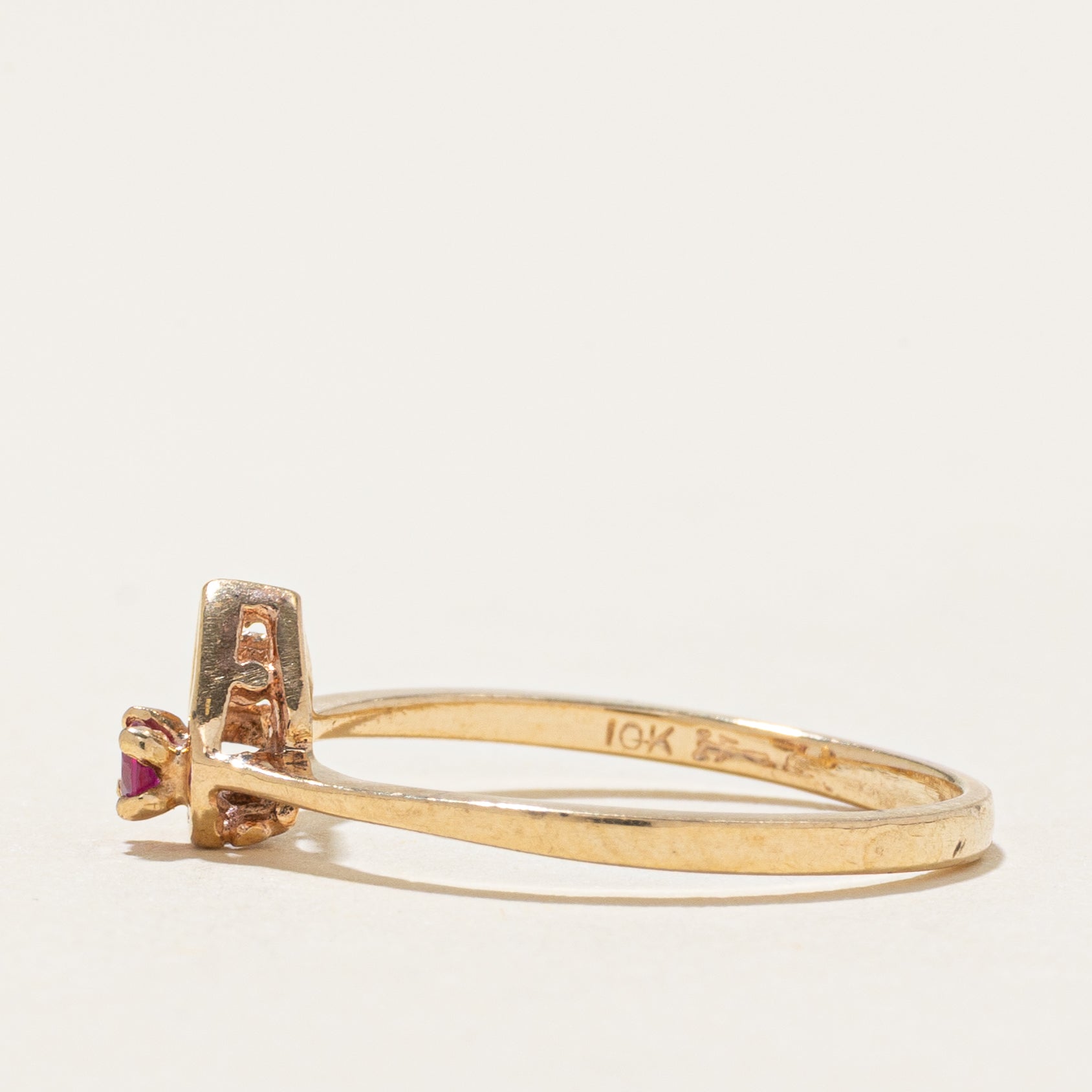 Synthetic Ruby Open Heart Ring | SZ 6.25