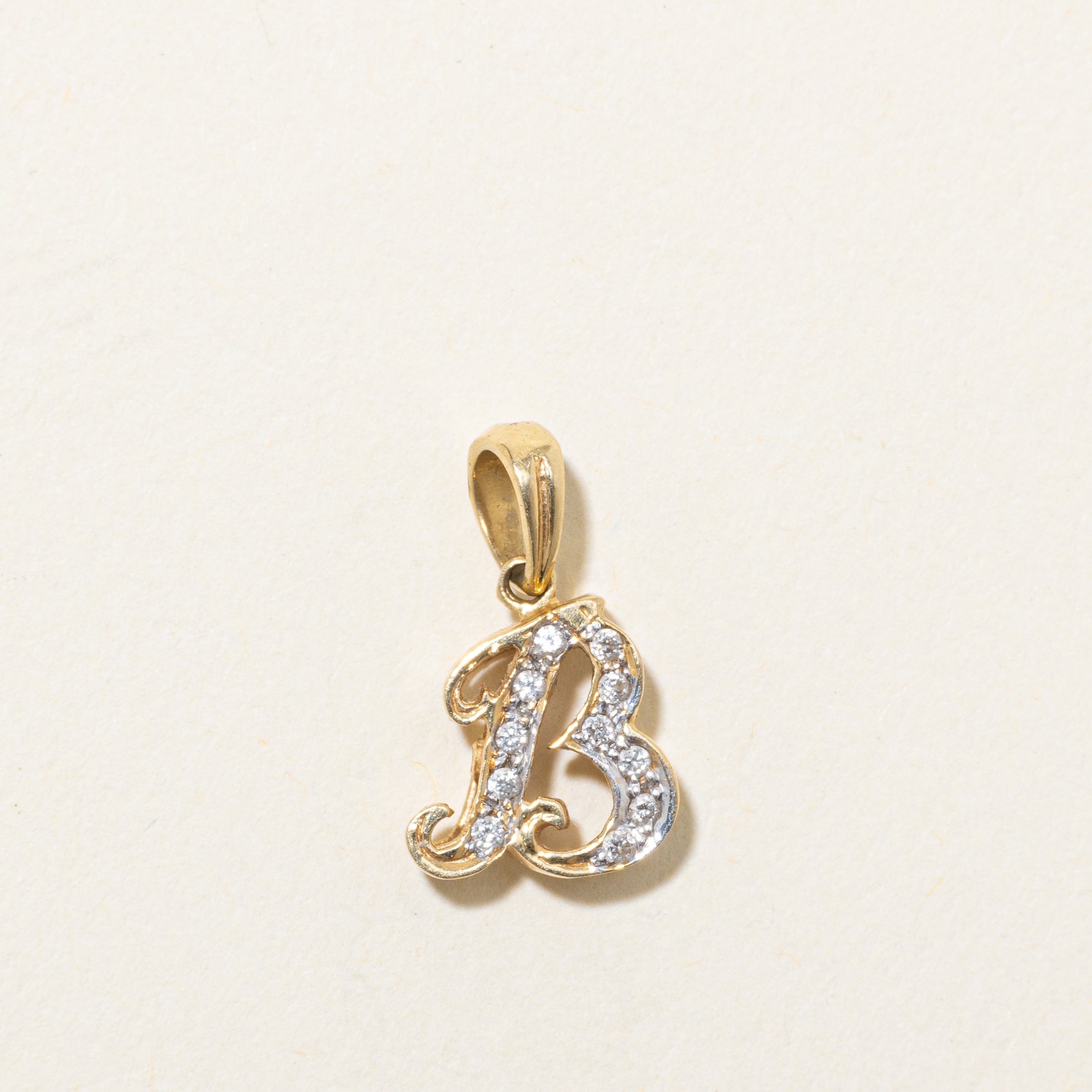 Diamond 'B' Initial Pendant