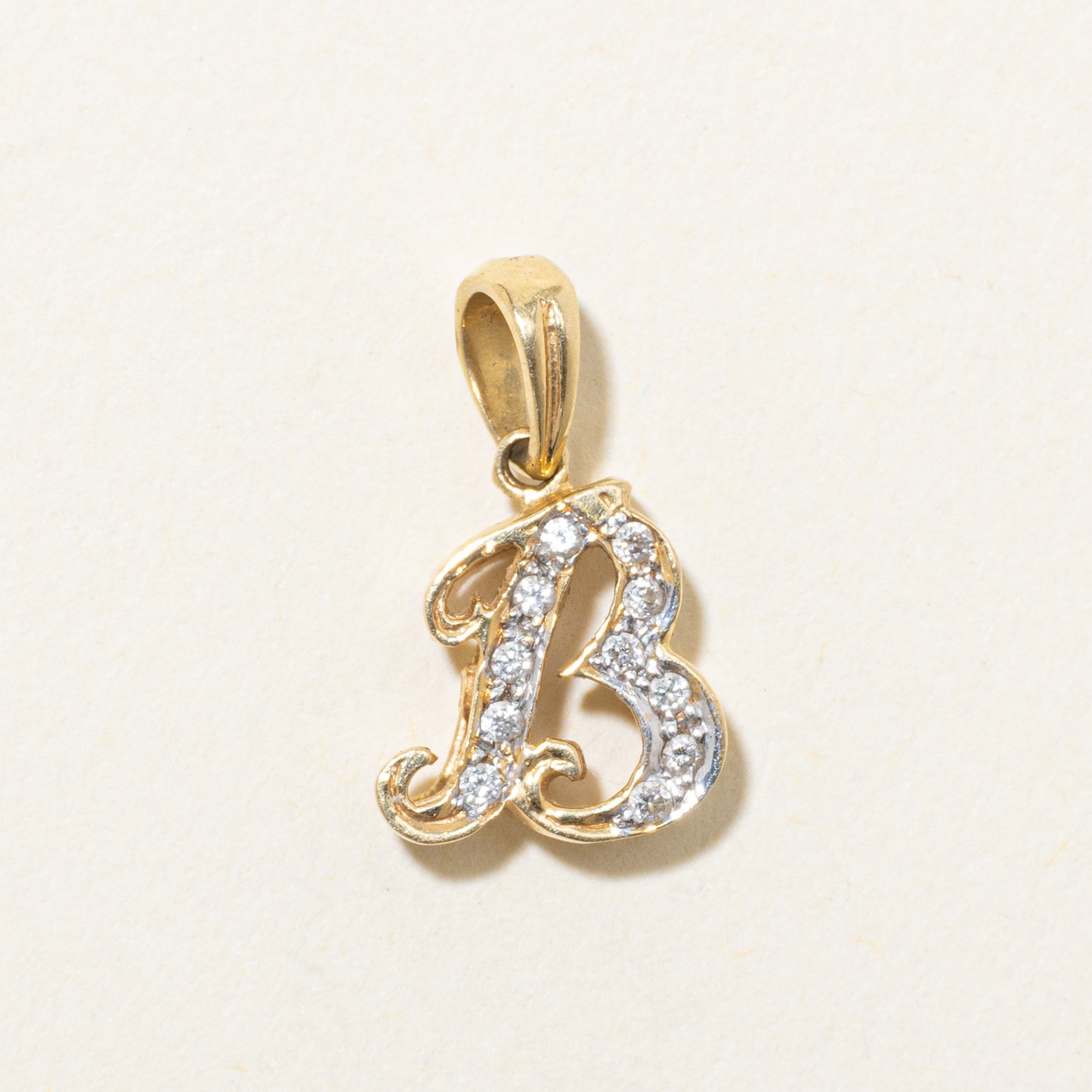 Diamond 'B' Initial Pendant