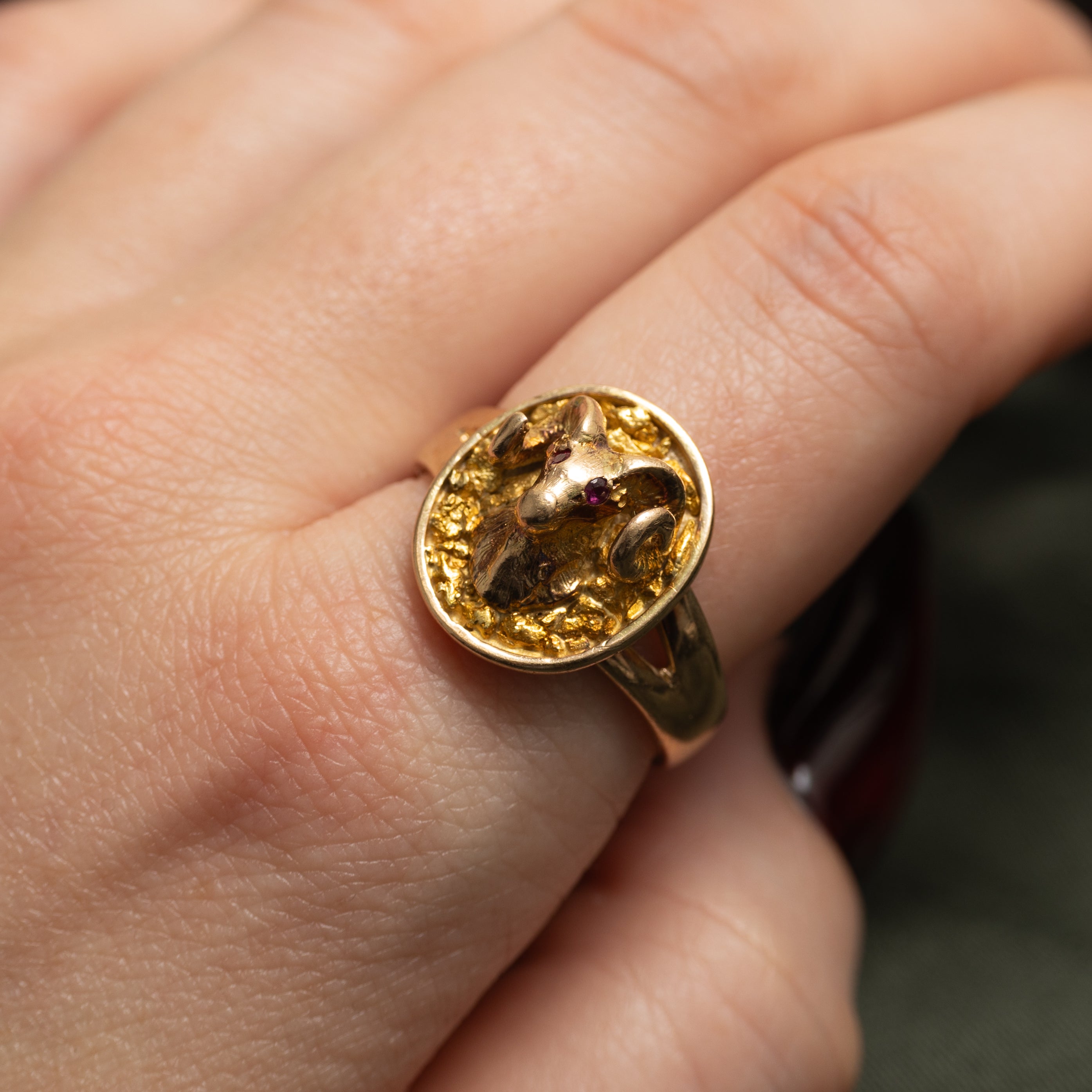 Ruby Goat Head Ring | SZ 9.75