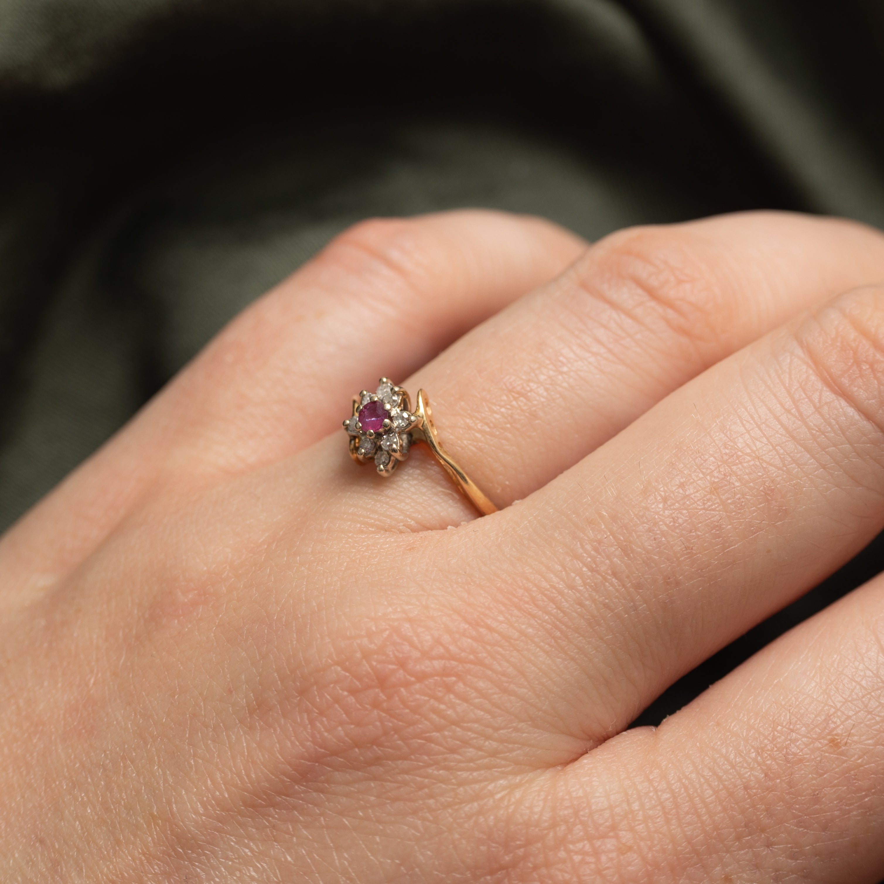 Ruby & Diamond Cluster Bypass Ring | SZ 6.75