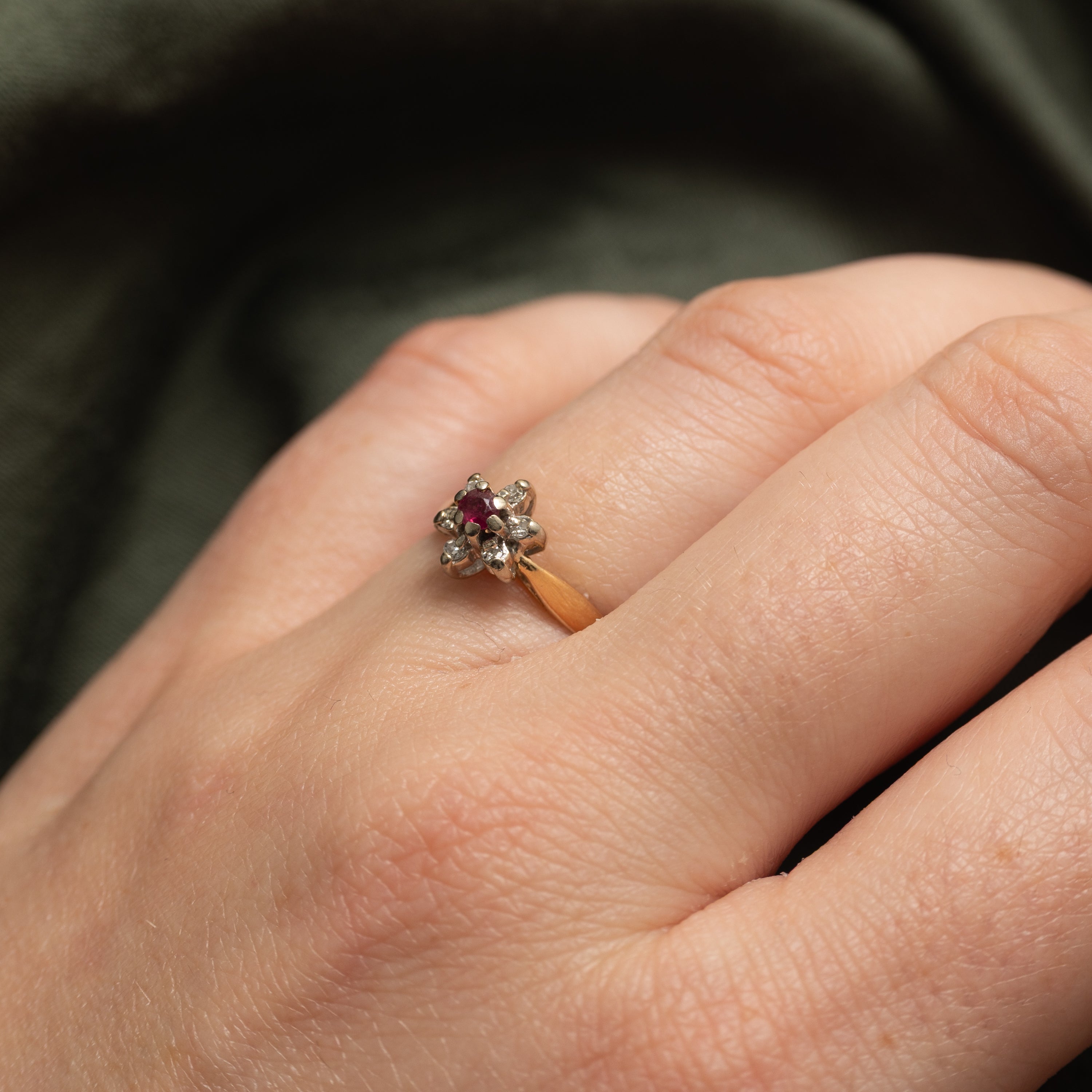 Ruby & Diamond Petal Ring | SZ 5
