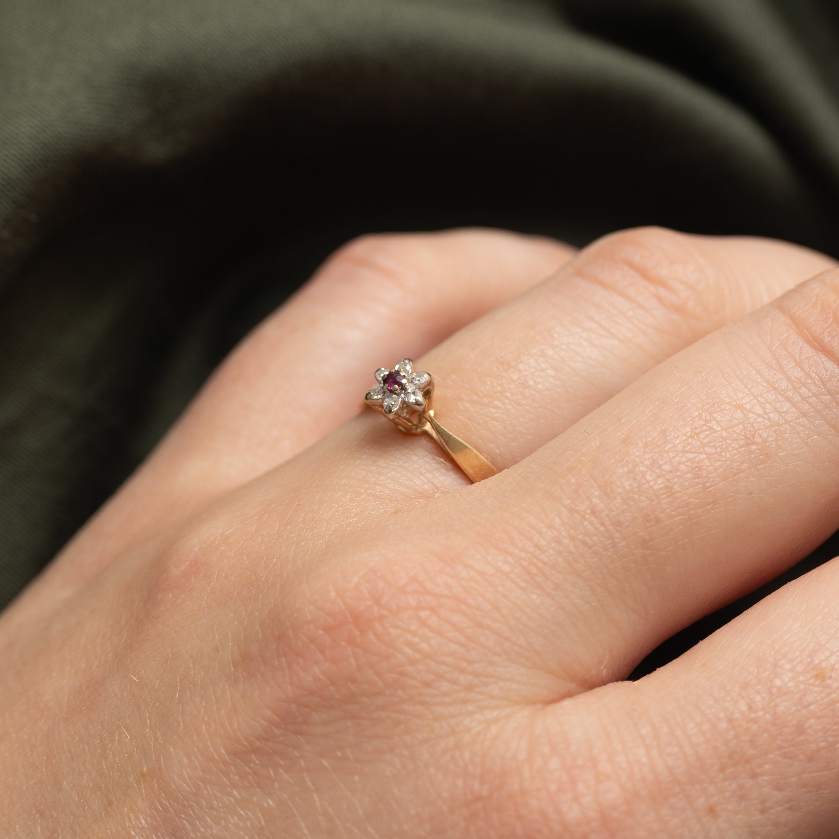 Ruby & Diamond Petal Ring | SZ 5.25