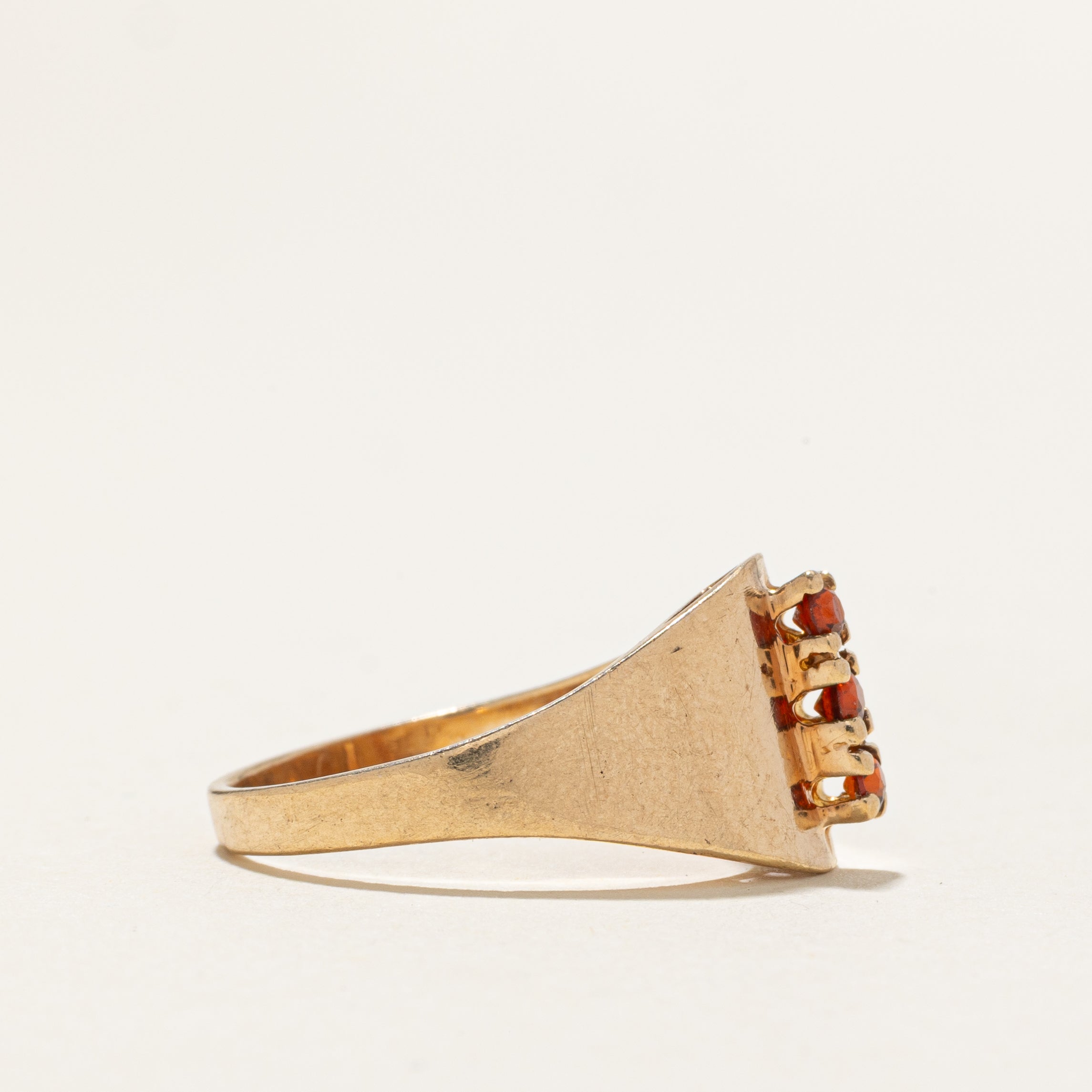 Three Stone Ruby Column Tapered Ring | SZ 5.75