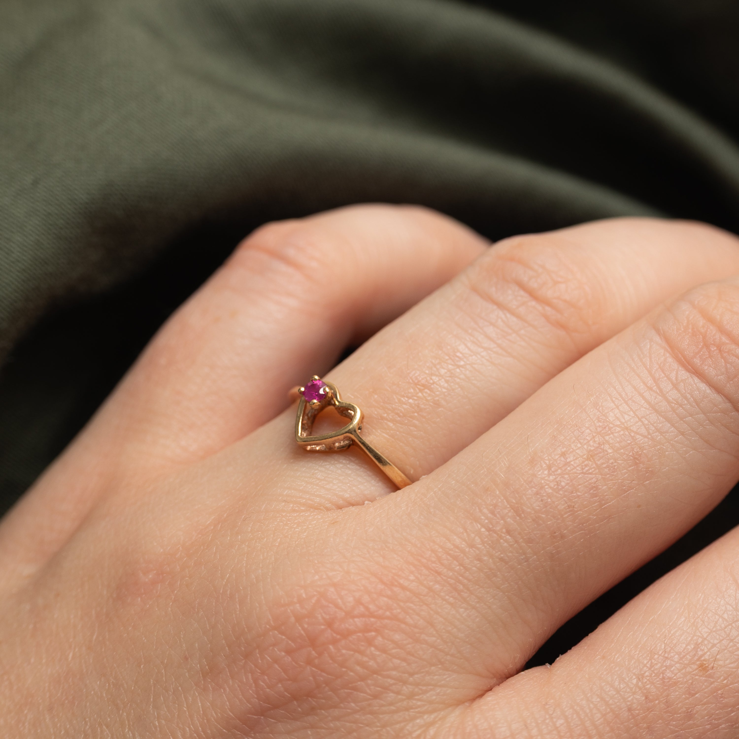 Synthetic Ruby Open Heart Ring | SZ 6.25