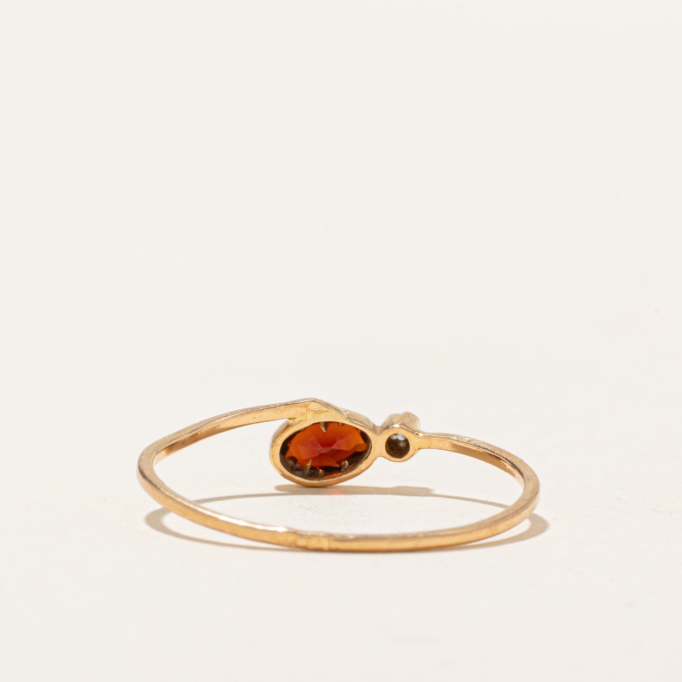 18k Garnet & Diamond Bypass Ring | SZ 8.75