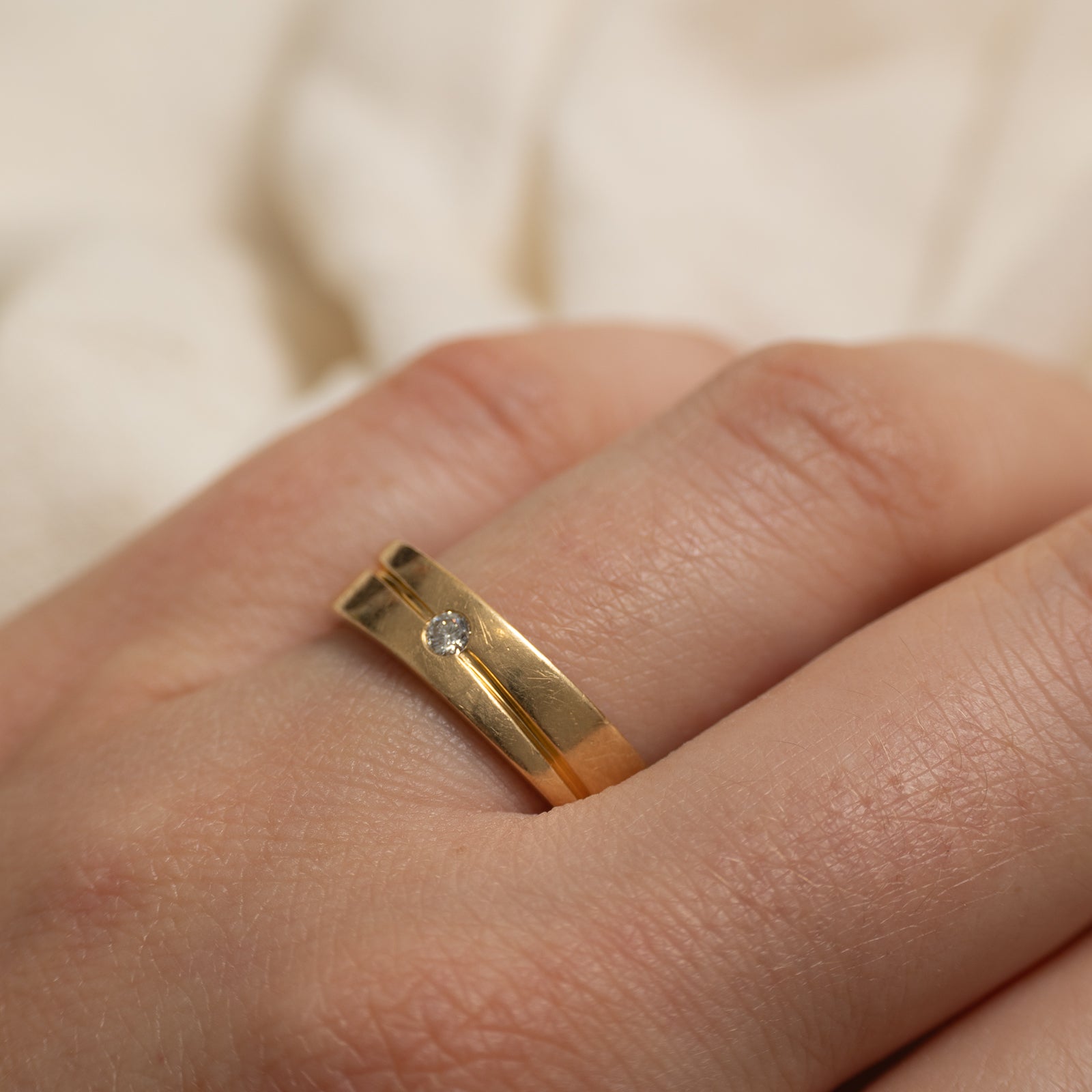18k Diamond Grooved Band | 5.25mm | SZ 8.75