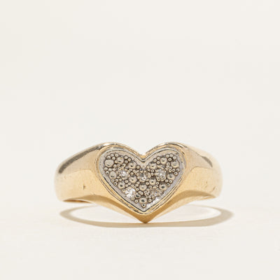 10k Diamond Heart Chevron Ring | SZ 7.75