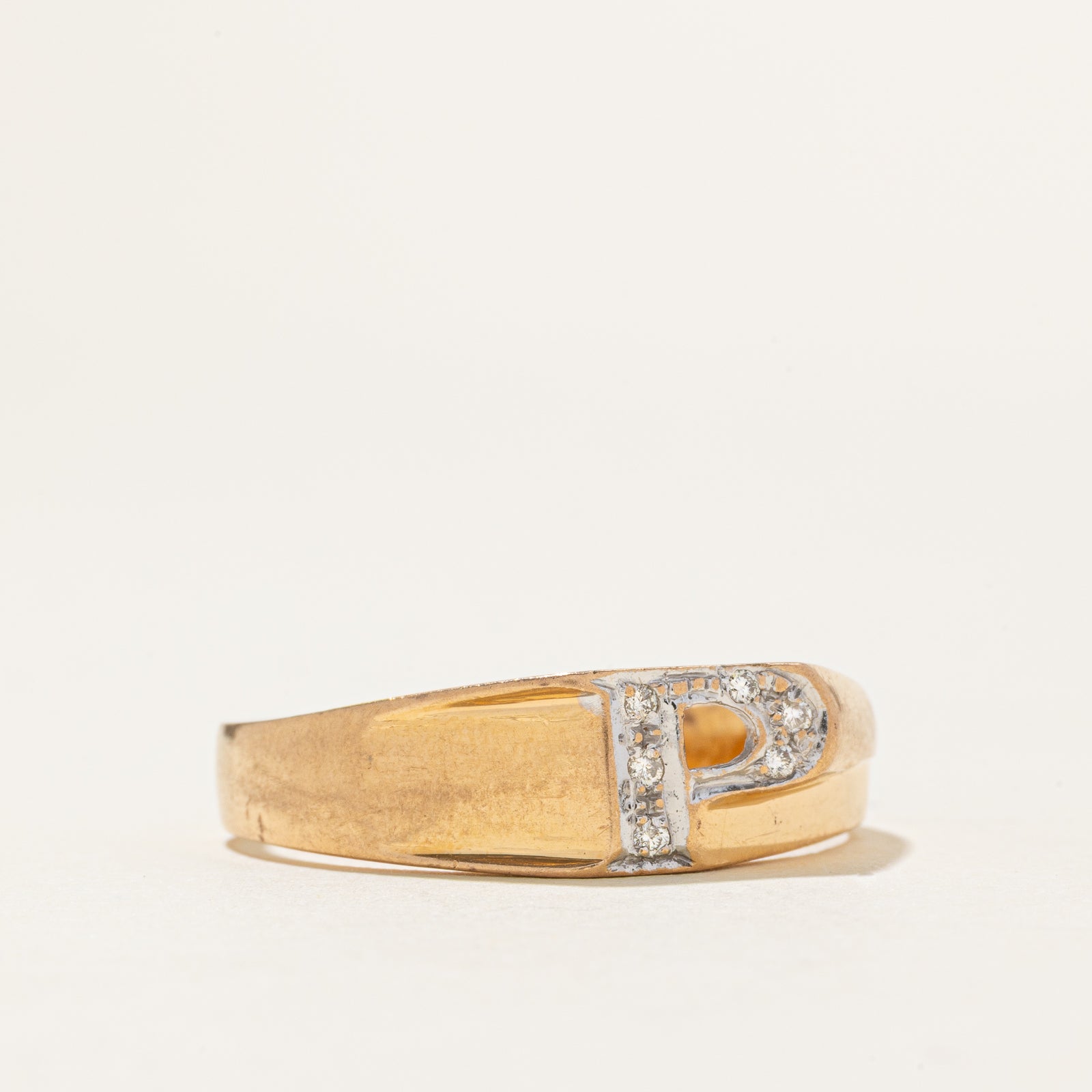 19k Diamond 'P' Initial Ring | SZ 12.5